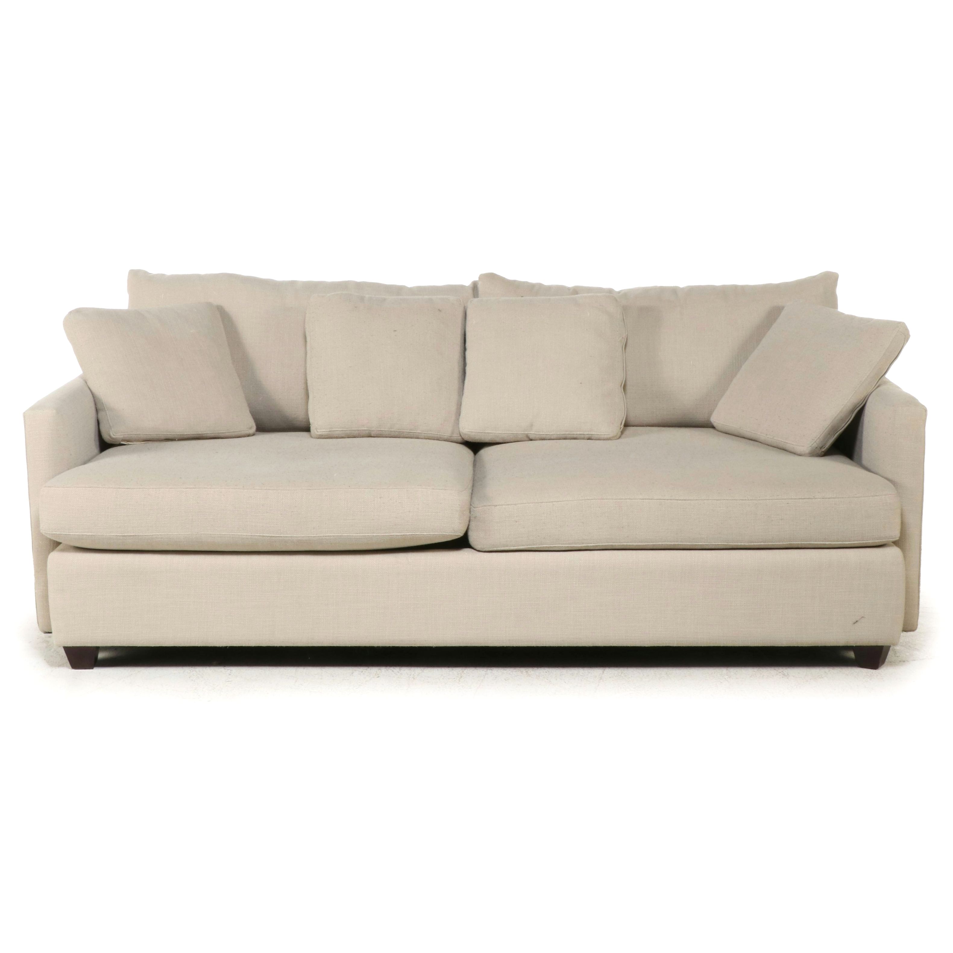 Crate & Barrel Contemporary Upholstered Sofa with Accent Pillows