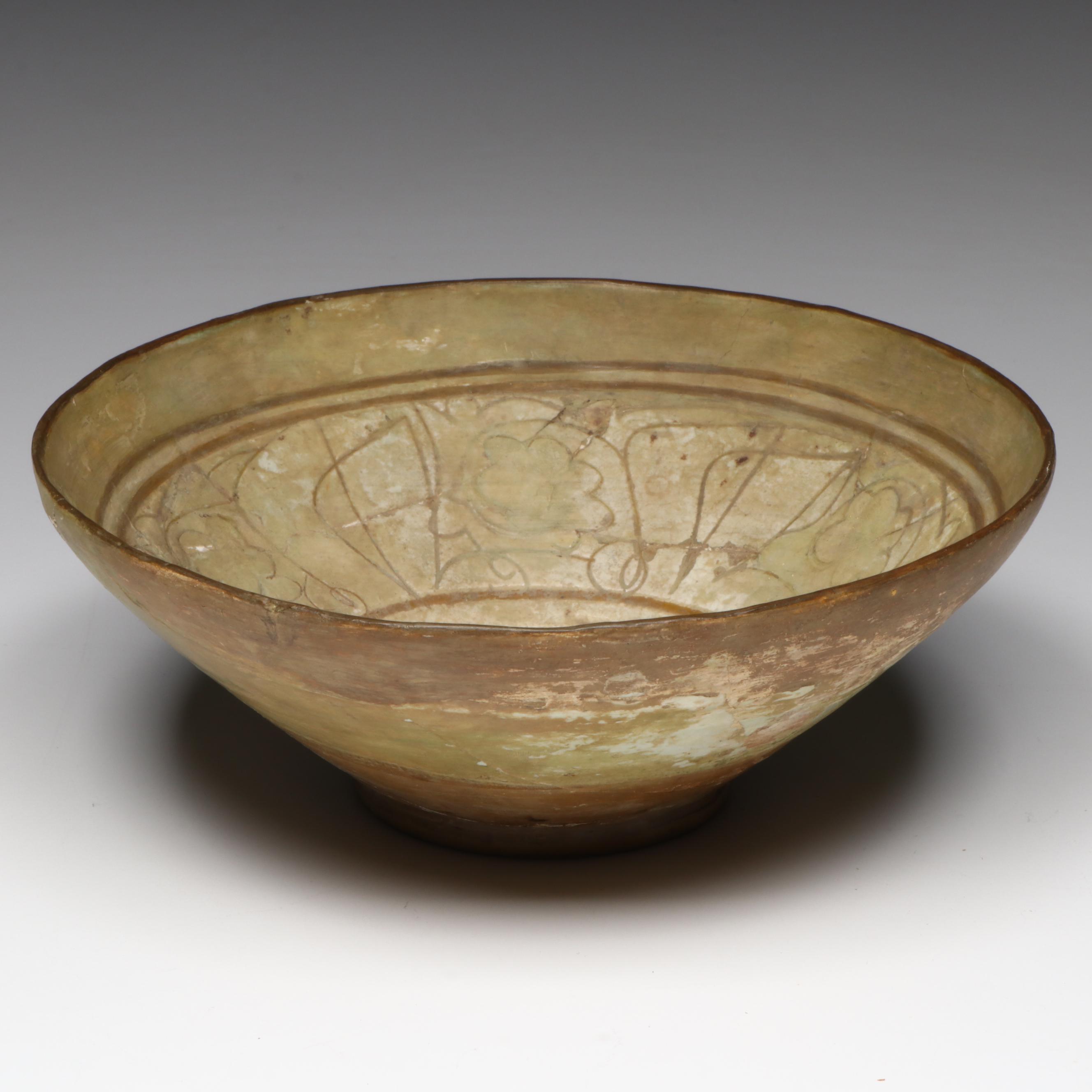 Antique Persian Nishapur Glazed Pottery Bowl, Seljuk Empire