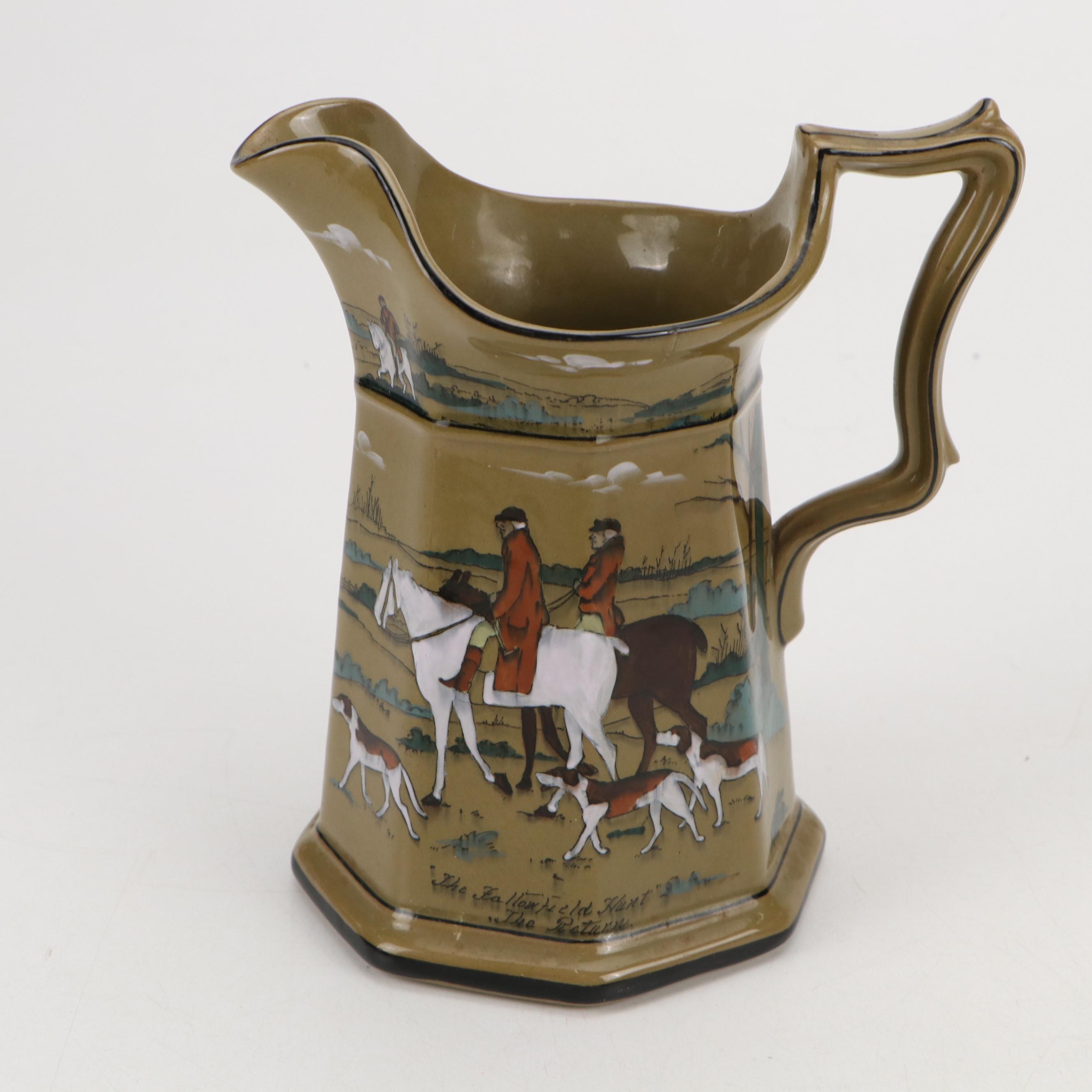 Buffalo Pottery Deldare Ware "The Fallowfield Hunt" Pitcher and Other Tableware