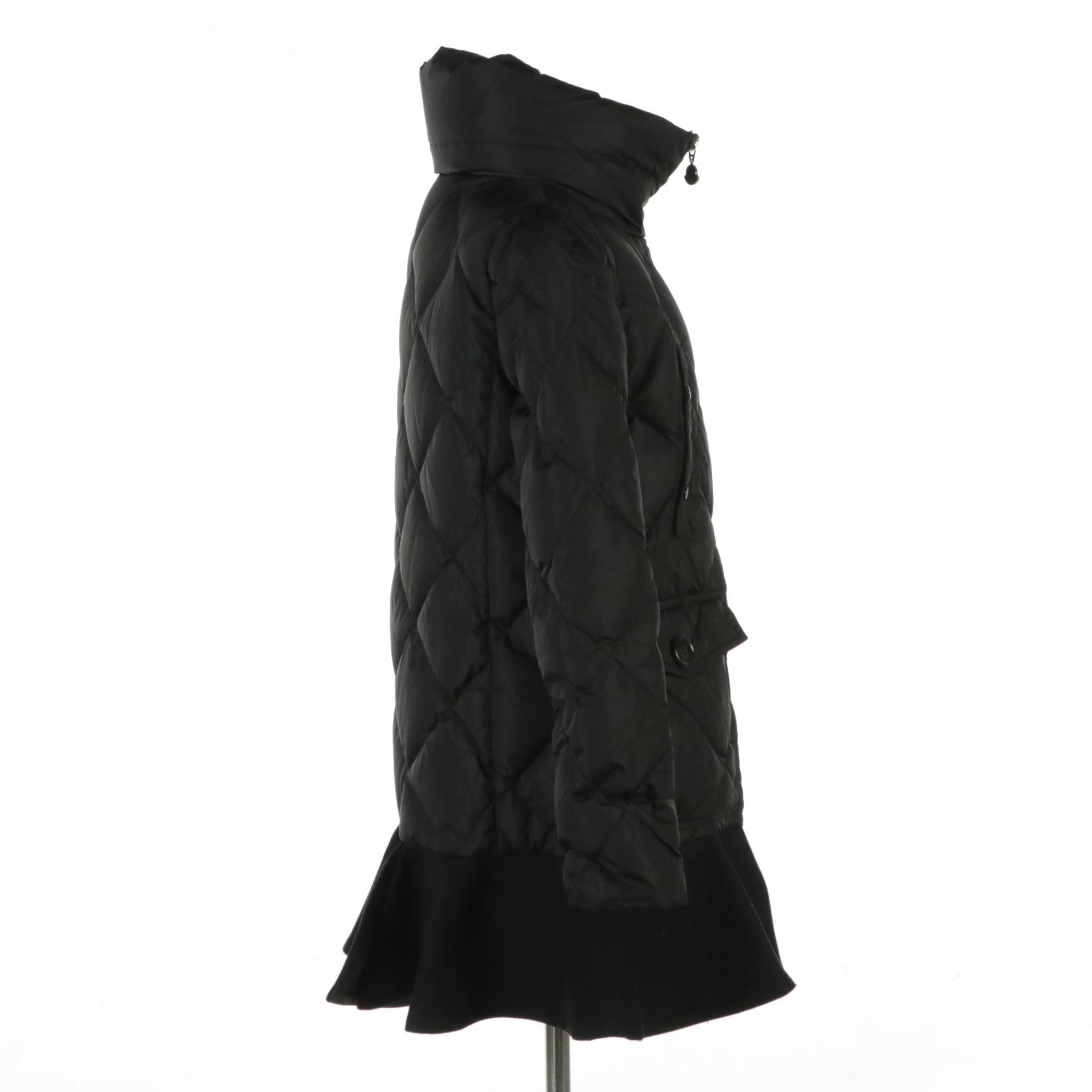 Moncler Puffer Peplum Jacket in Black Quilted Nylon