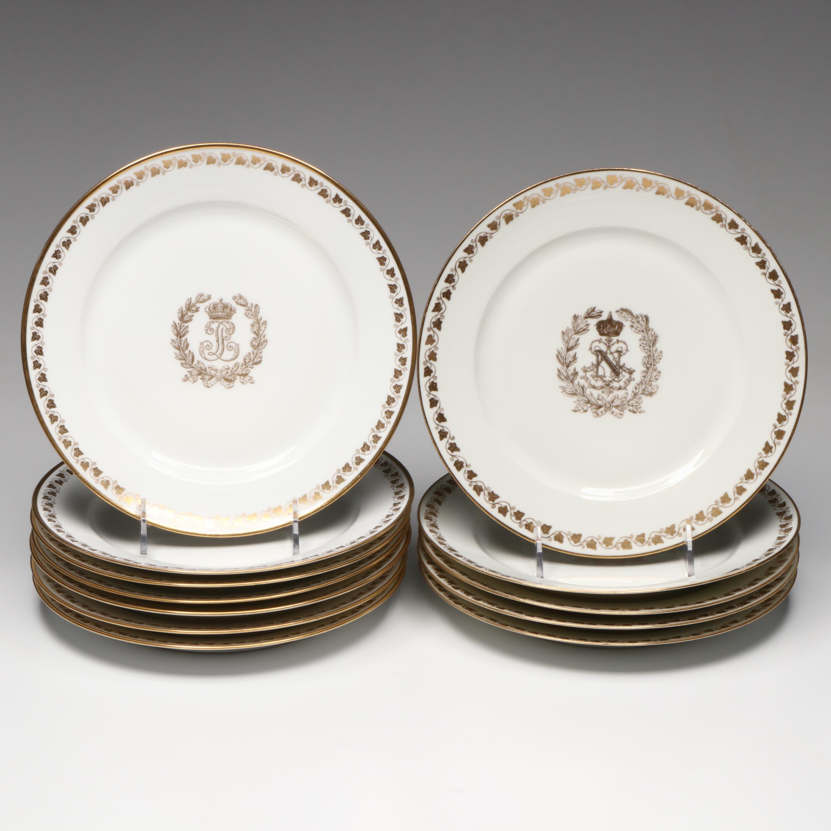 Sèvres Porcelain Louis Philippe and Napoleon III Royal Cypher Plates