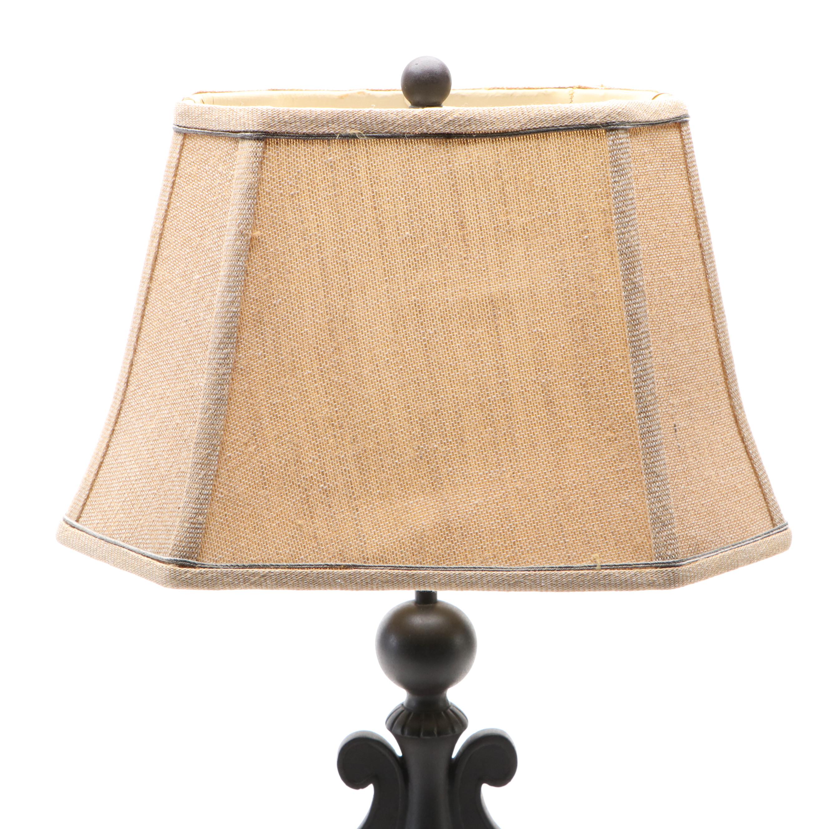 Metal Arabesque Fragment Table Lamp with Cut Corner Shade