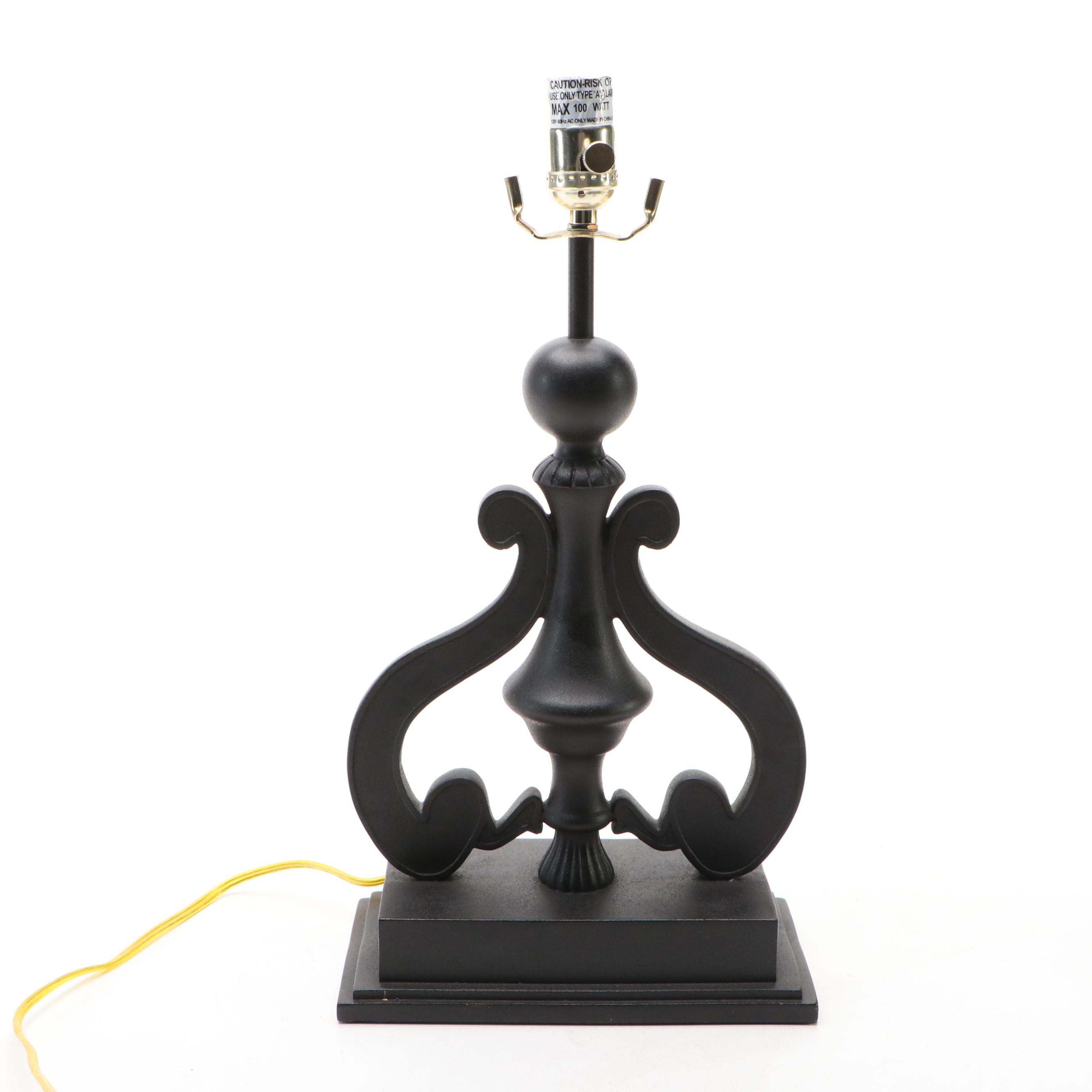 Metal Arabesque Fragment Table Lamp with Cut Corner Shade