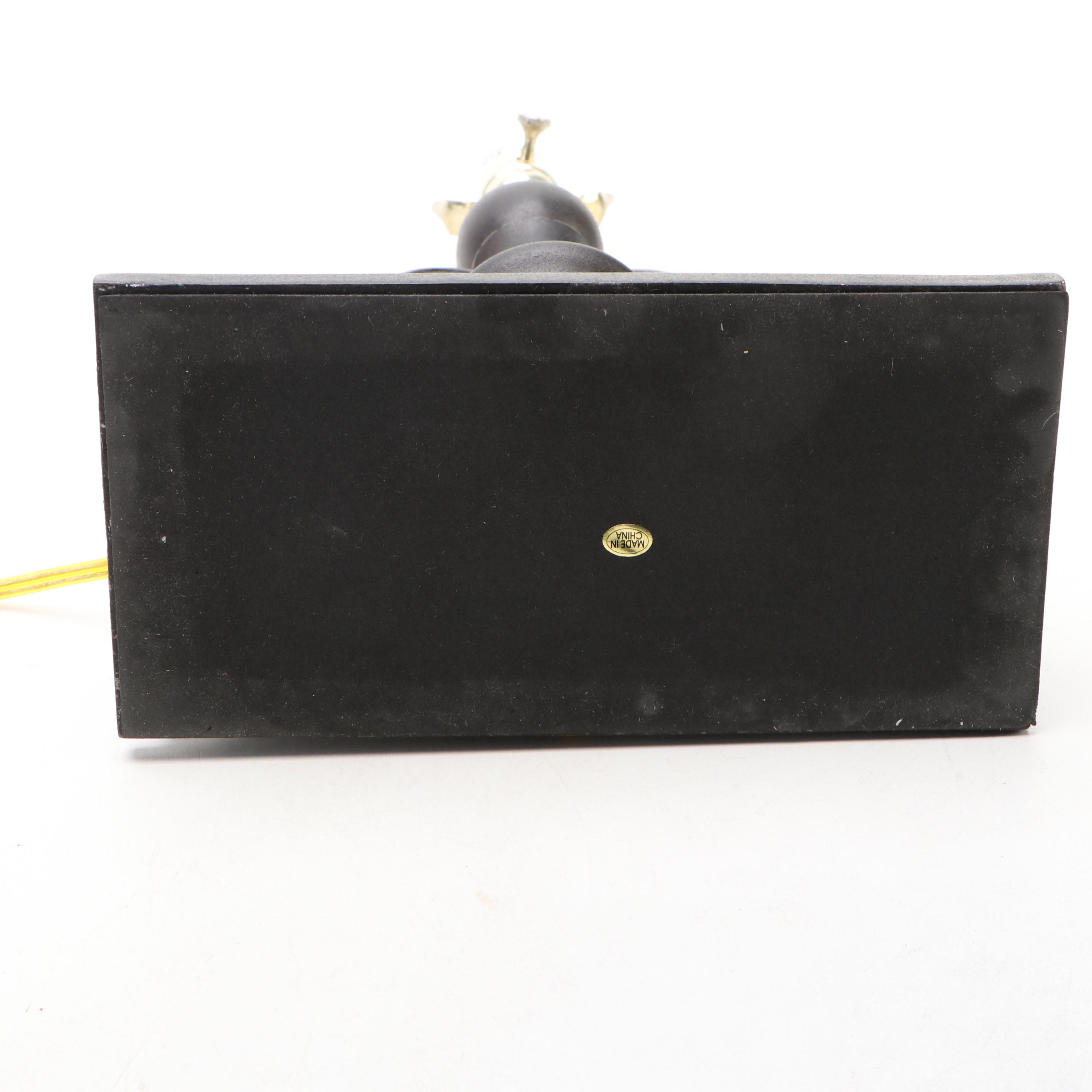 Metal Arabesque Fragment Table Lamp with Cut Corner Shade