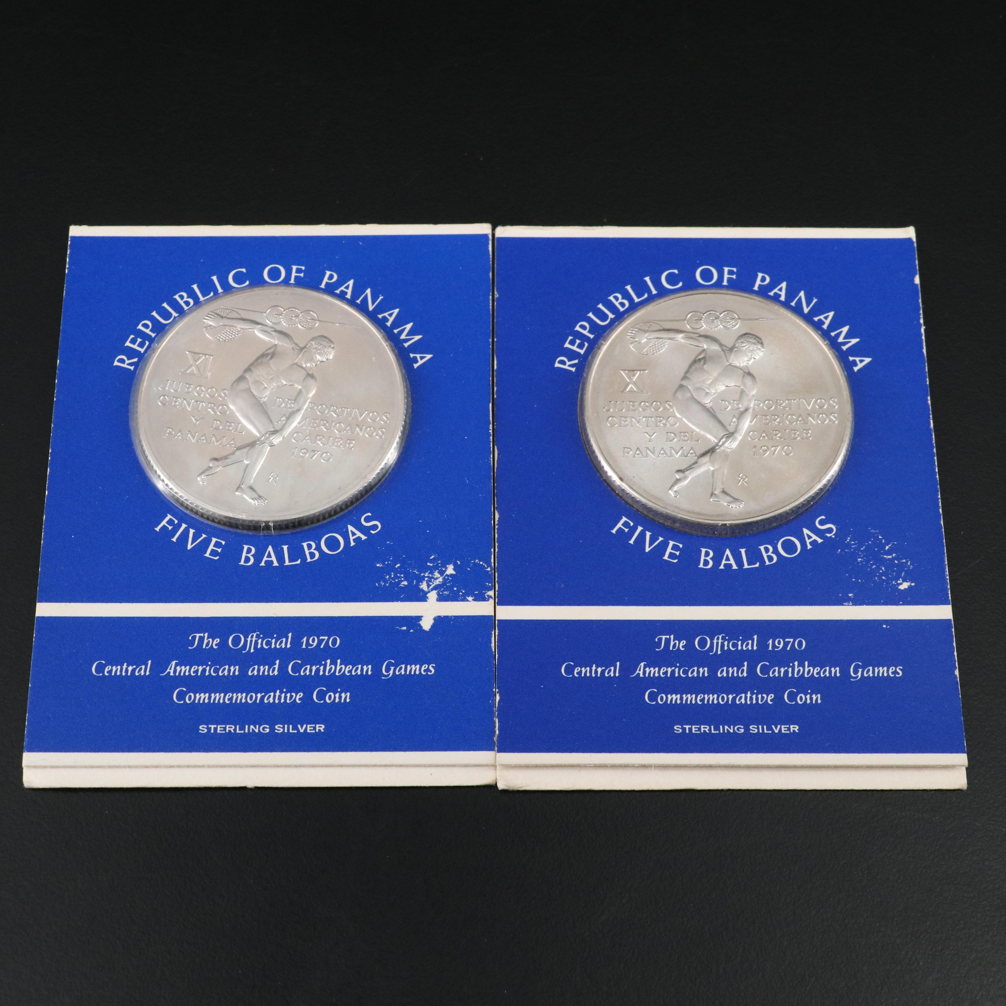 Three 1970 Panama Five Balboas Silver Coins