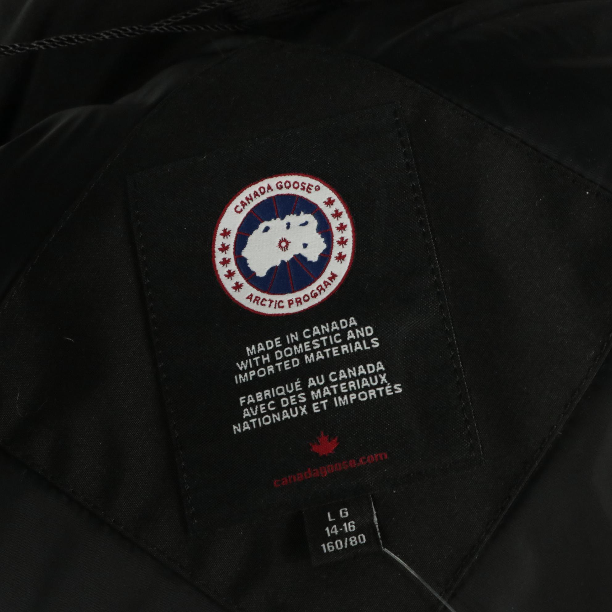 Youth Canada Goose Eakin Hooded Parka with Reflective Trim and Tags