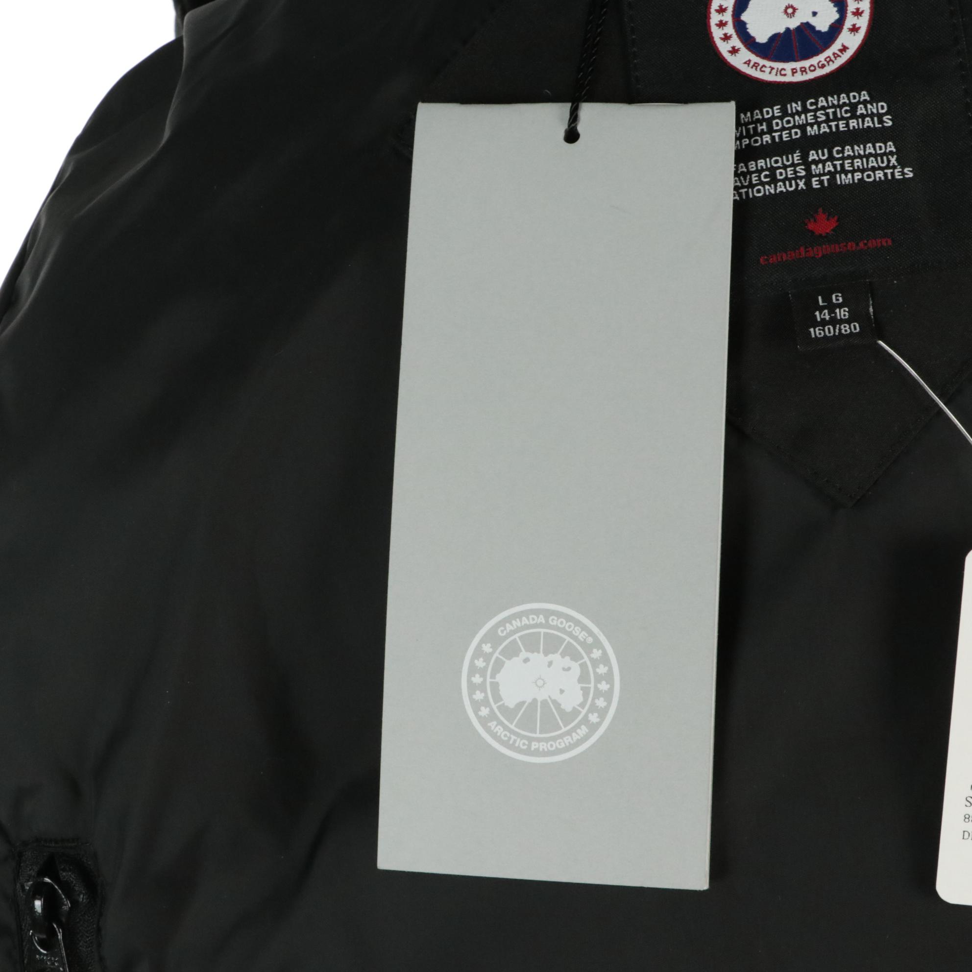 Youth Canada Goose Eakin Hooded Parka with Reflective Trim and Tags