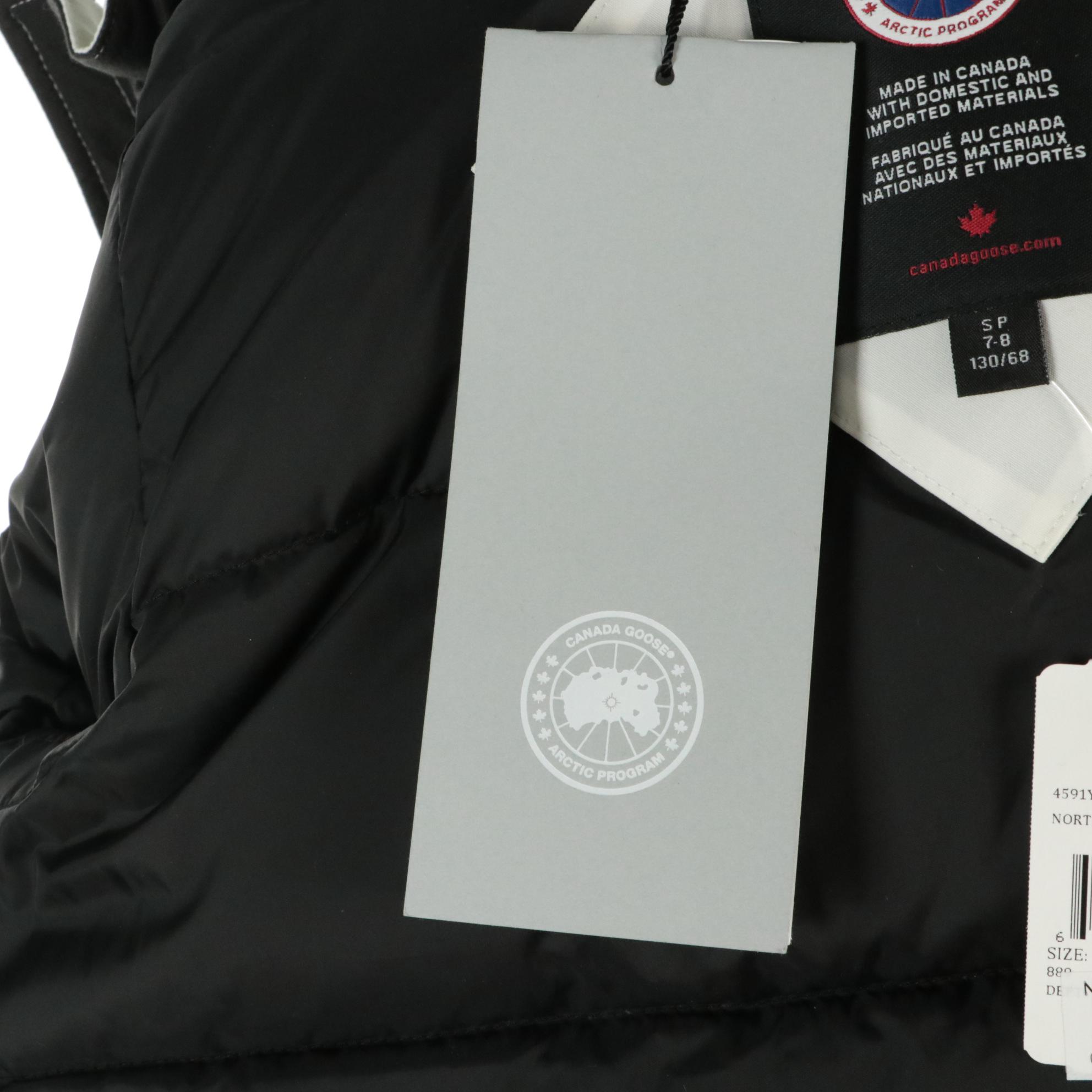 Youth Canada Goose Logan Hooded Parka with Reflective Sleeve Trim and Tags