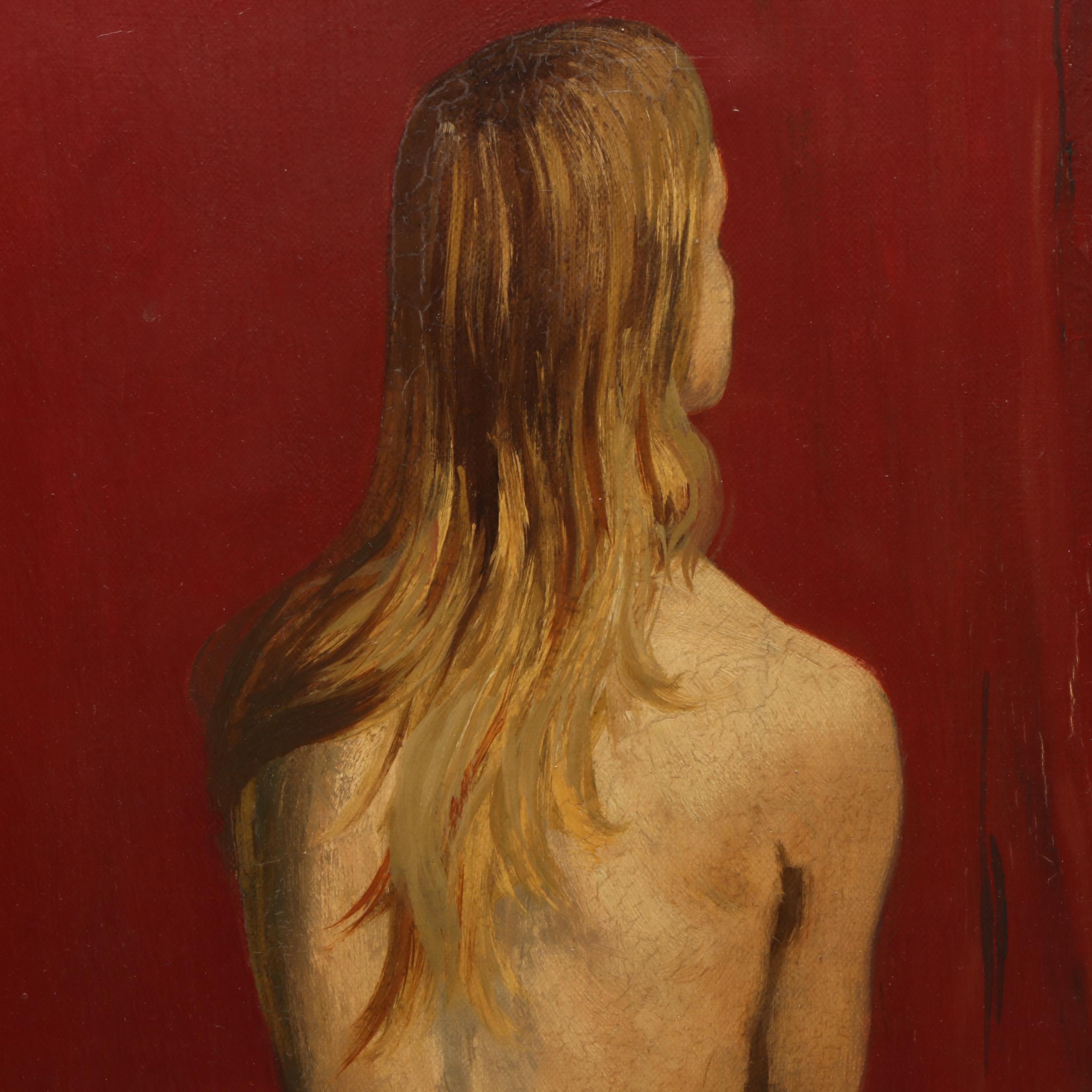 Roger Chapelain-Midy Oil Painting of Seated Half Nude Figure, Circa 1930