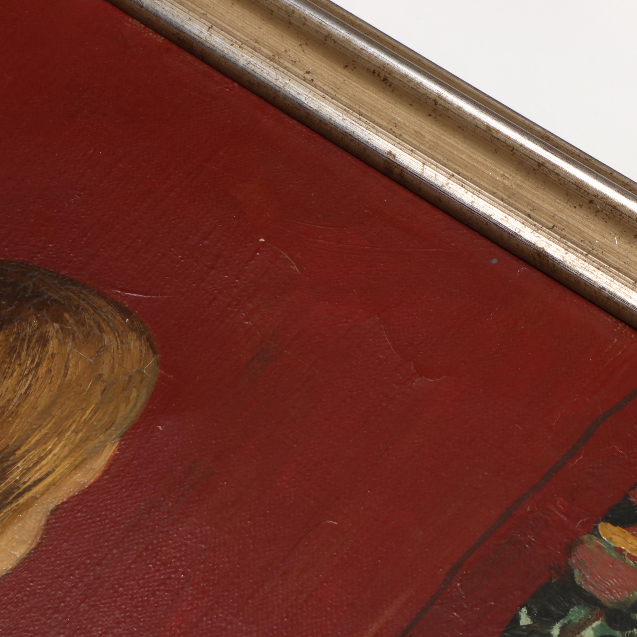 Roger Chapelain-Midy Oil Painting of Seated Half Nude Figure, Circa 1930