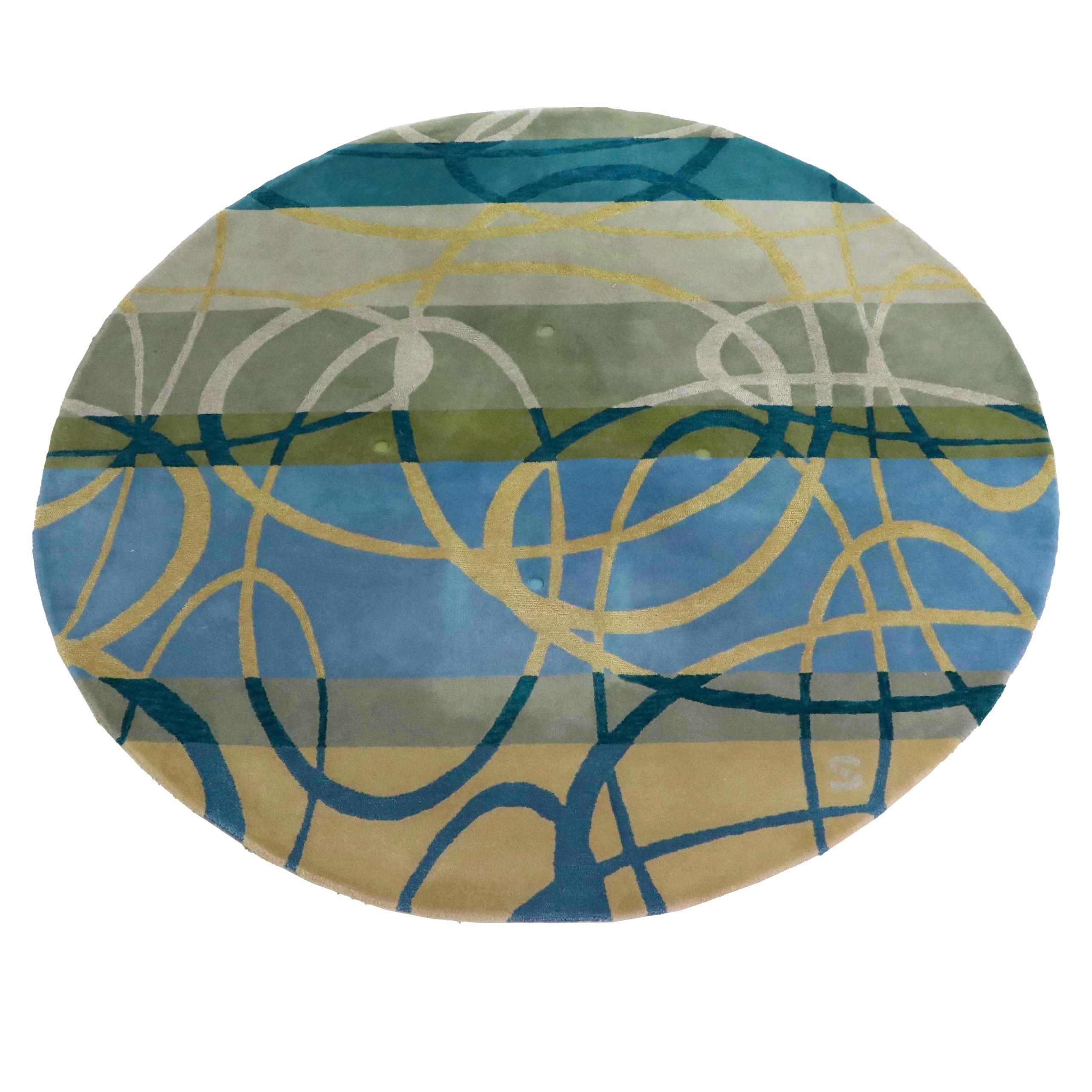 9' x 9' Round Hand-Tufted Thailand Della Robia "Grotto" Contemporary Area Rug