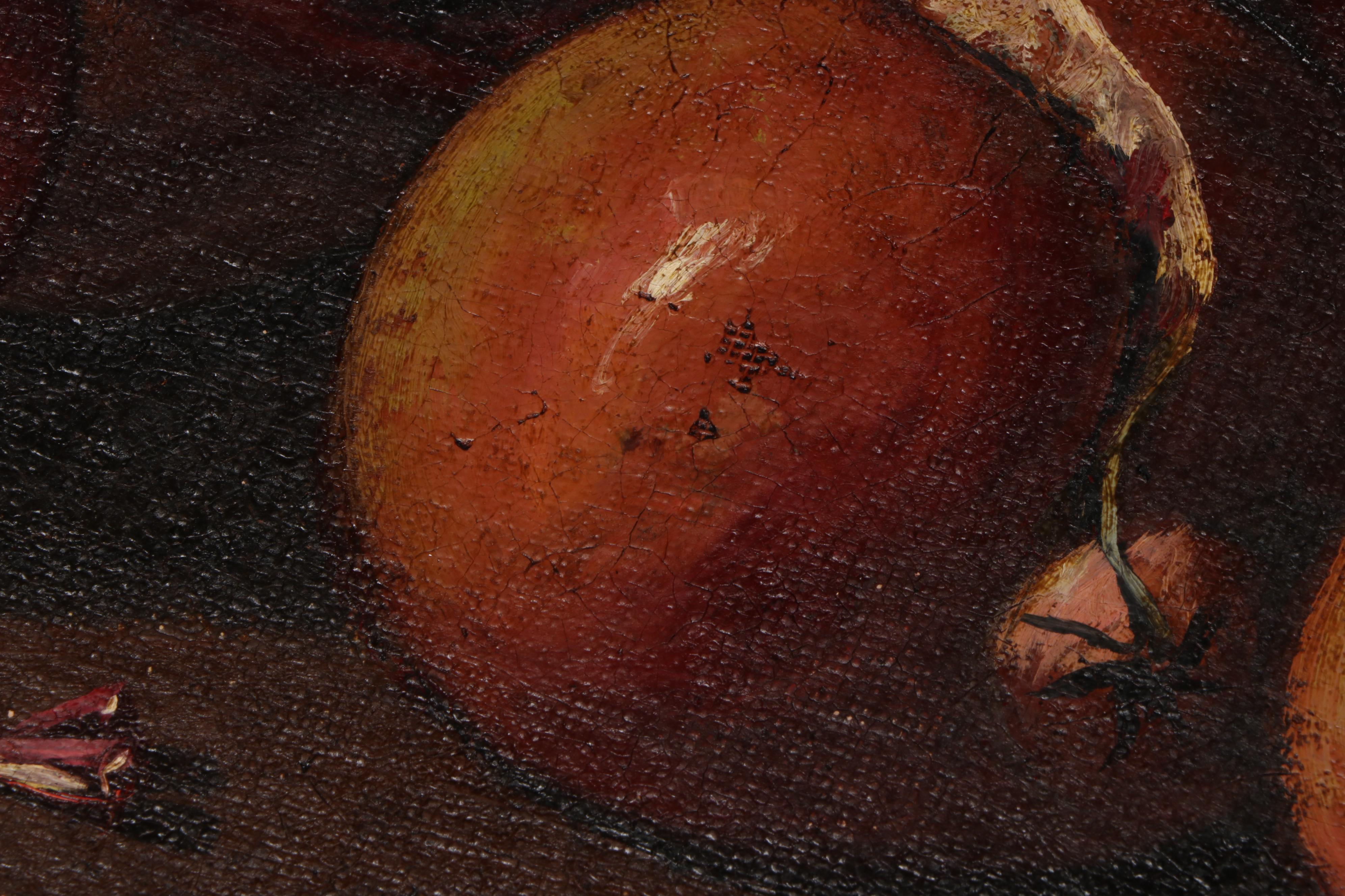 Antique Still Life Oil Painting of Pomegranates, Circa 1900