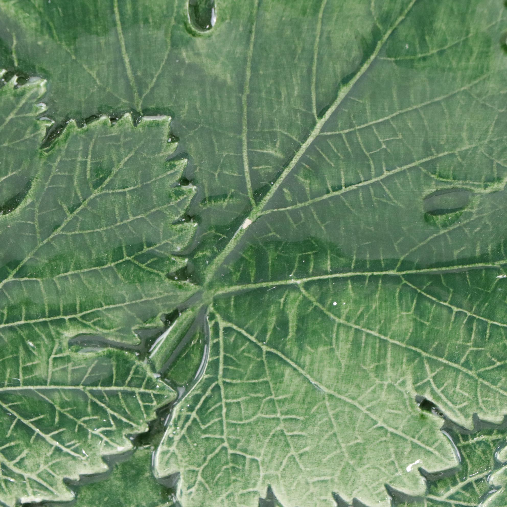 Majolica Leaf Motif Platter & Plates