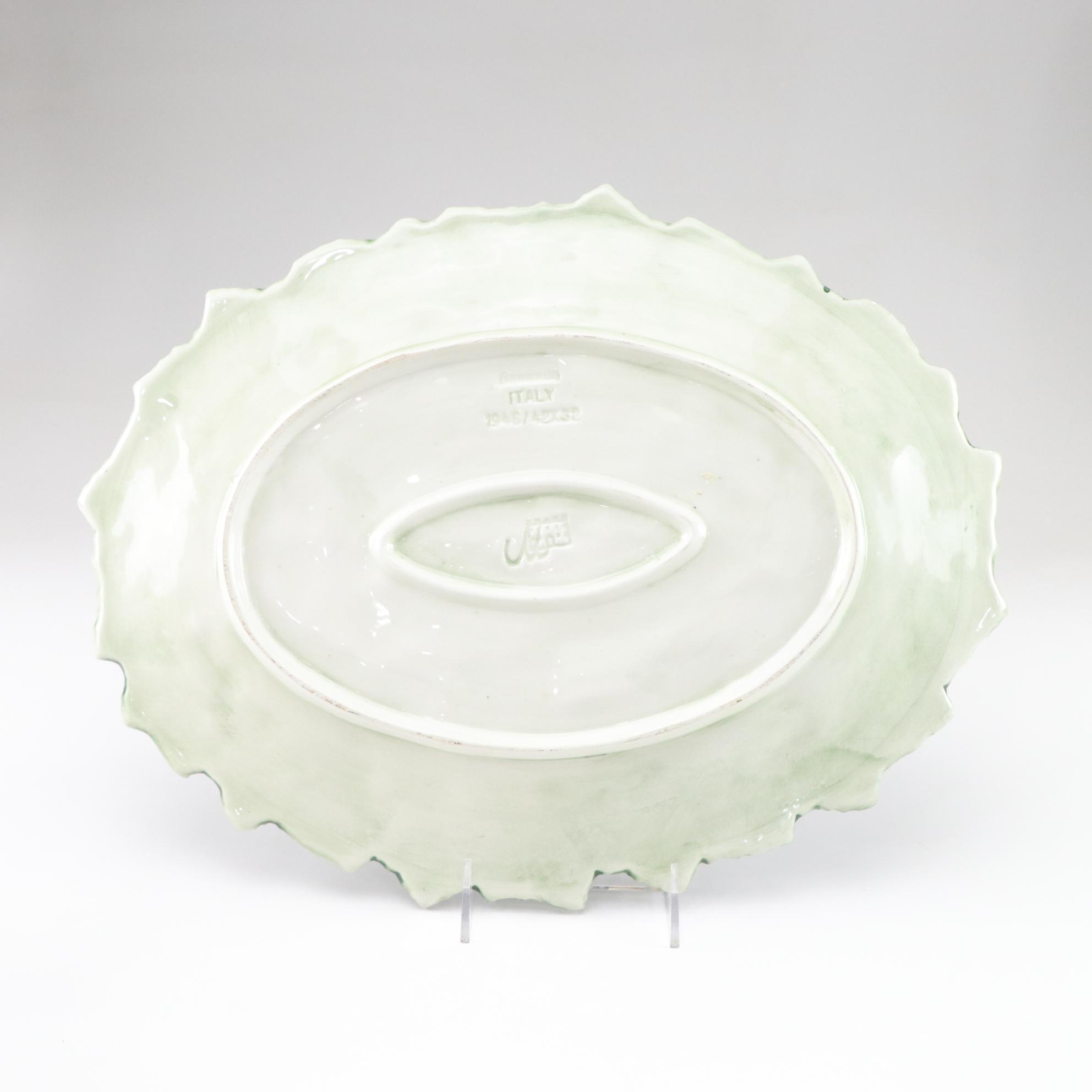 Majolica Leaf Motif Platter & Plates
