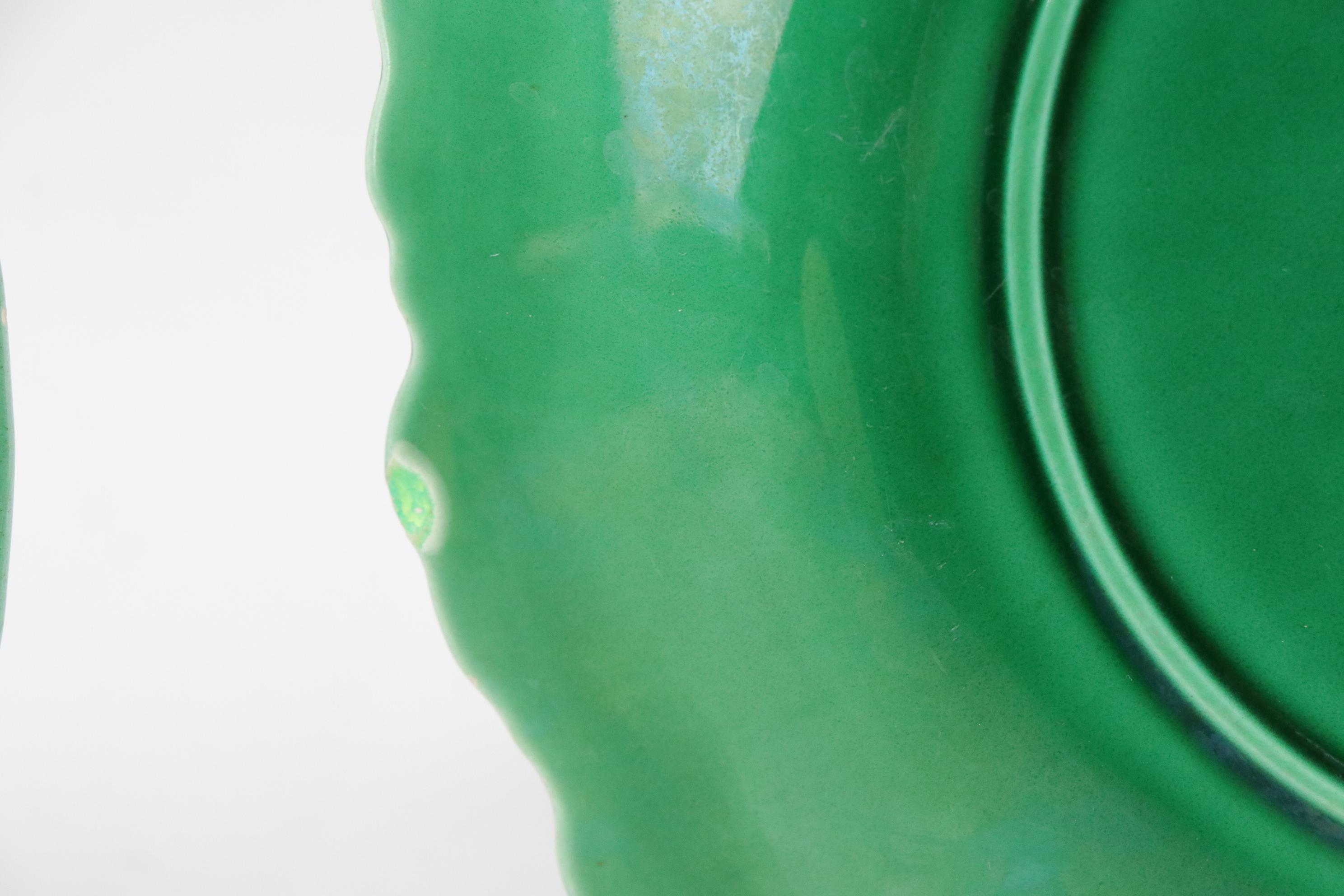 Majolica Leaf Motif Platter & Plates