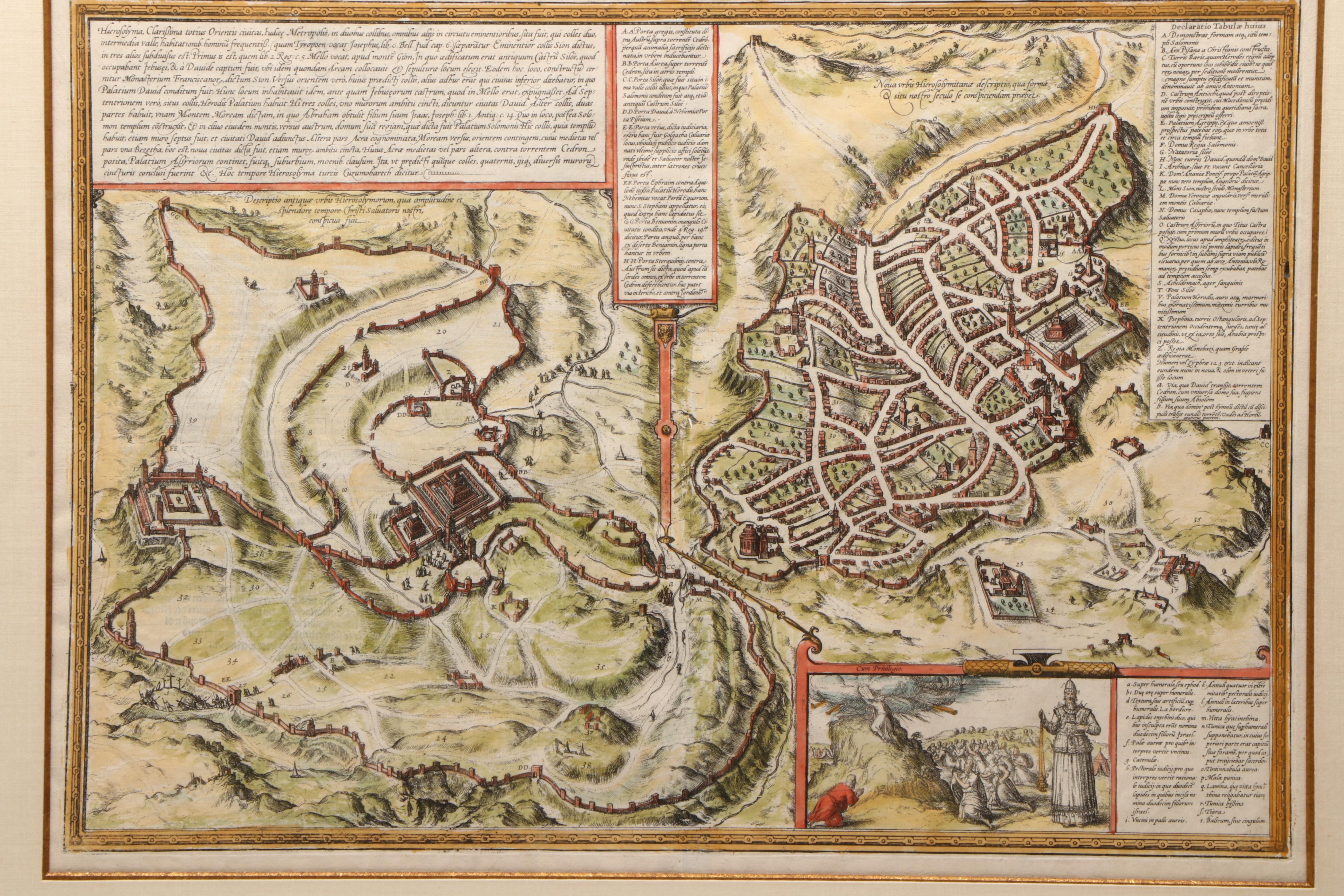Antique Hand-Colored Engraving Map of Jerusalem from "Cities of the World"