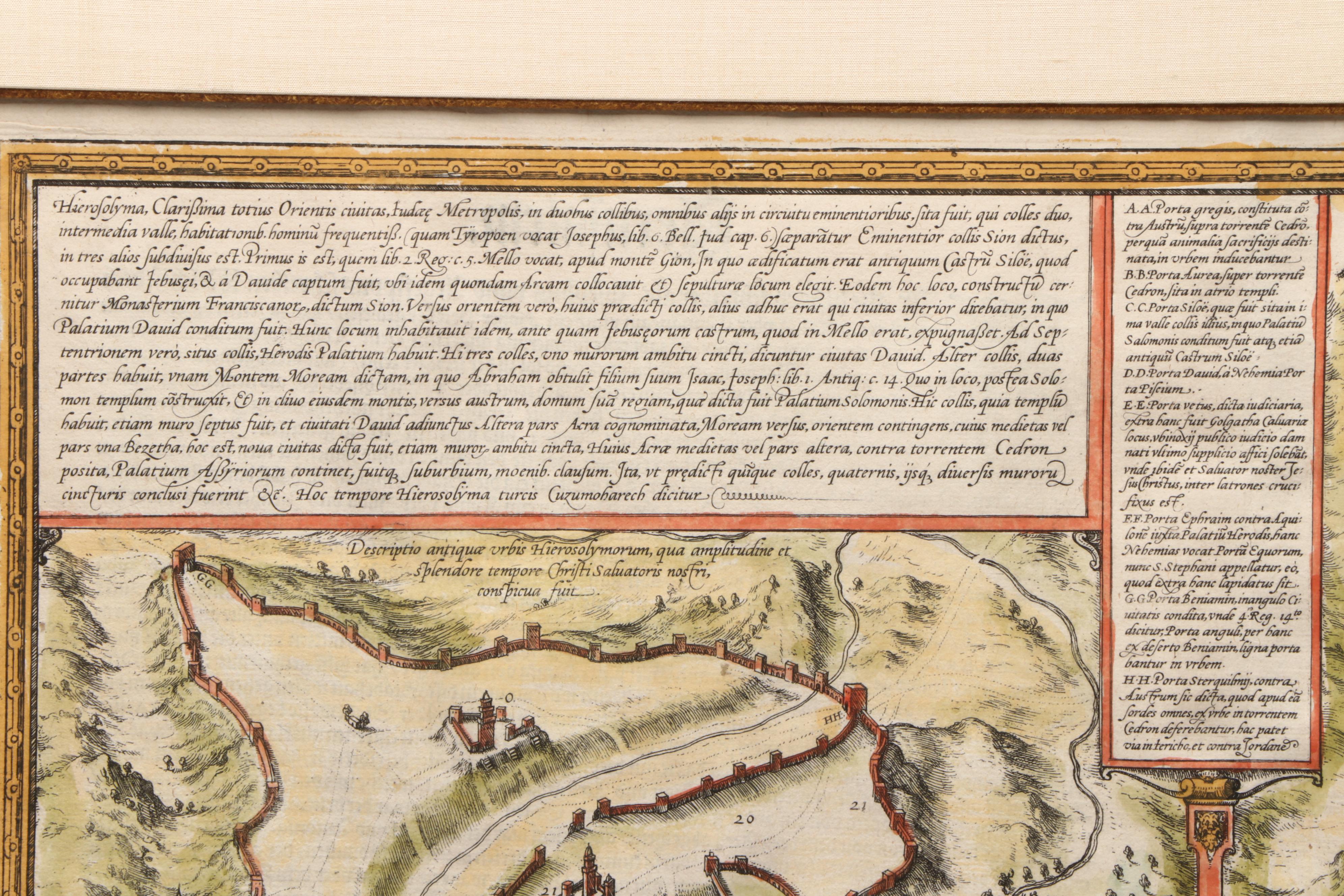 Antique Hand-Colored Engraving Map of Jerusalem from "Cities of the World"