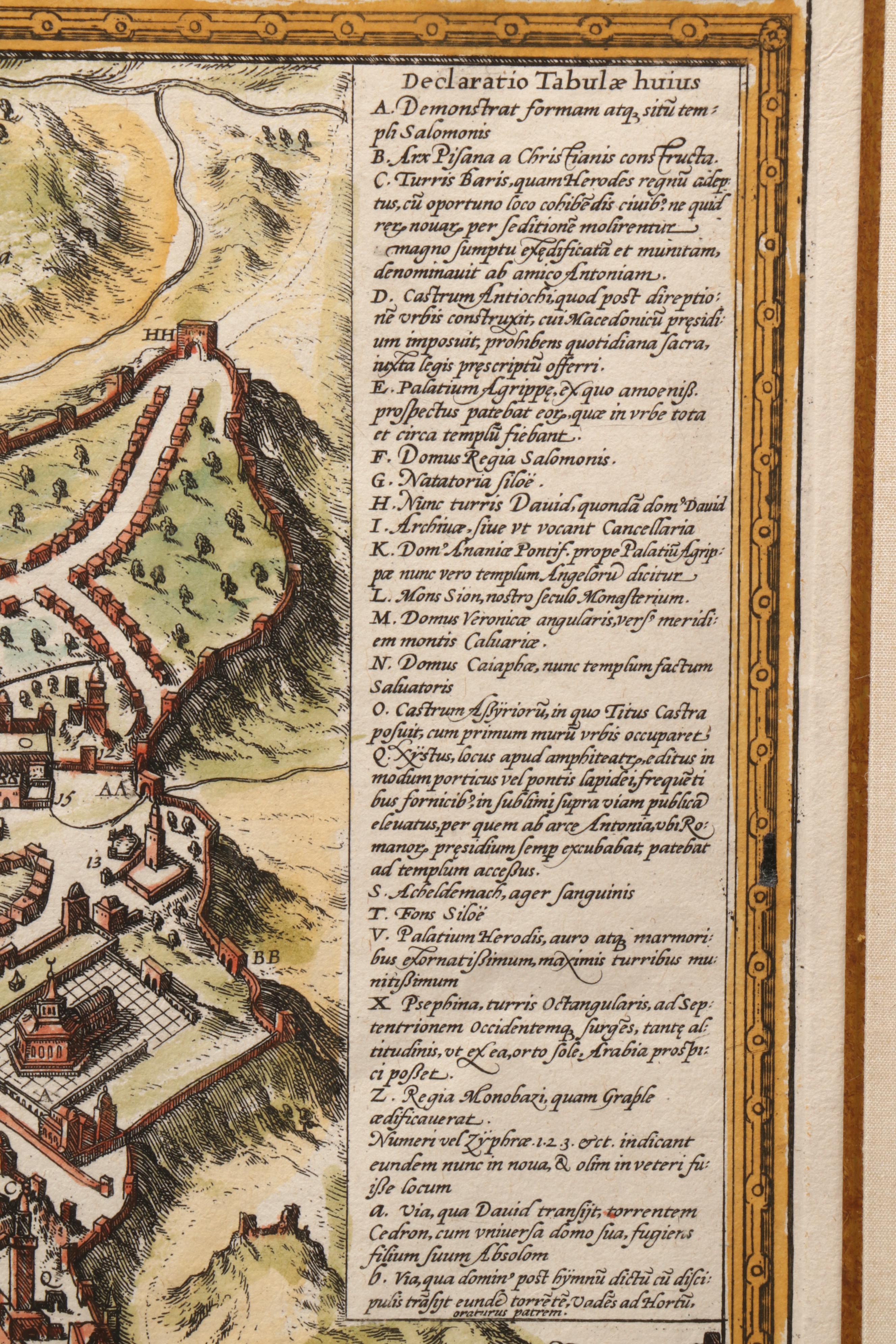 Antique Hand-Colored Engraving Map of Jerusalem from "Cities of the World"