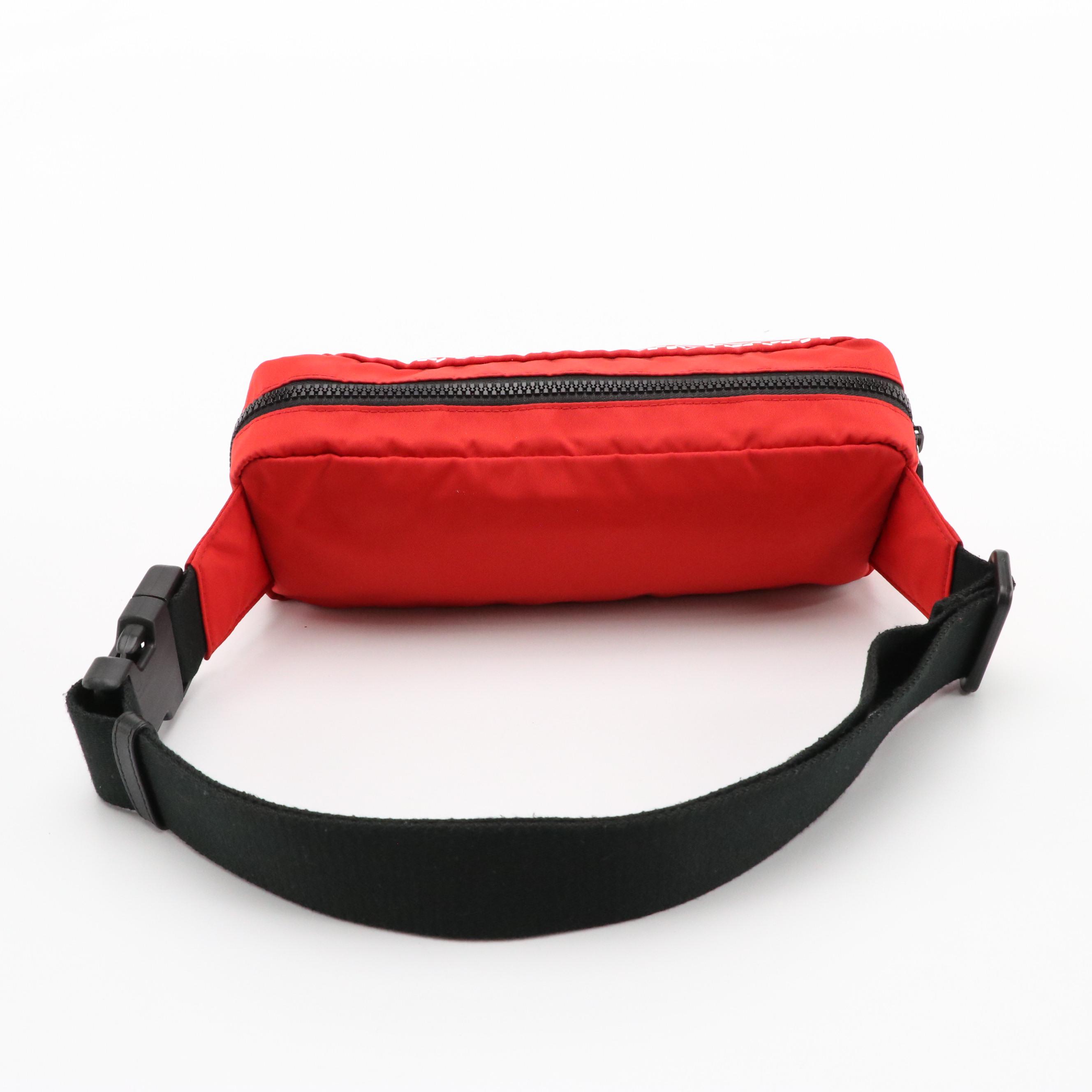 Versace Marsupio Belt Bag in White "Versace" and Red Nylon, With Tag