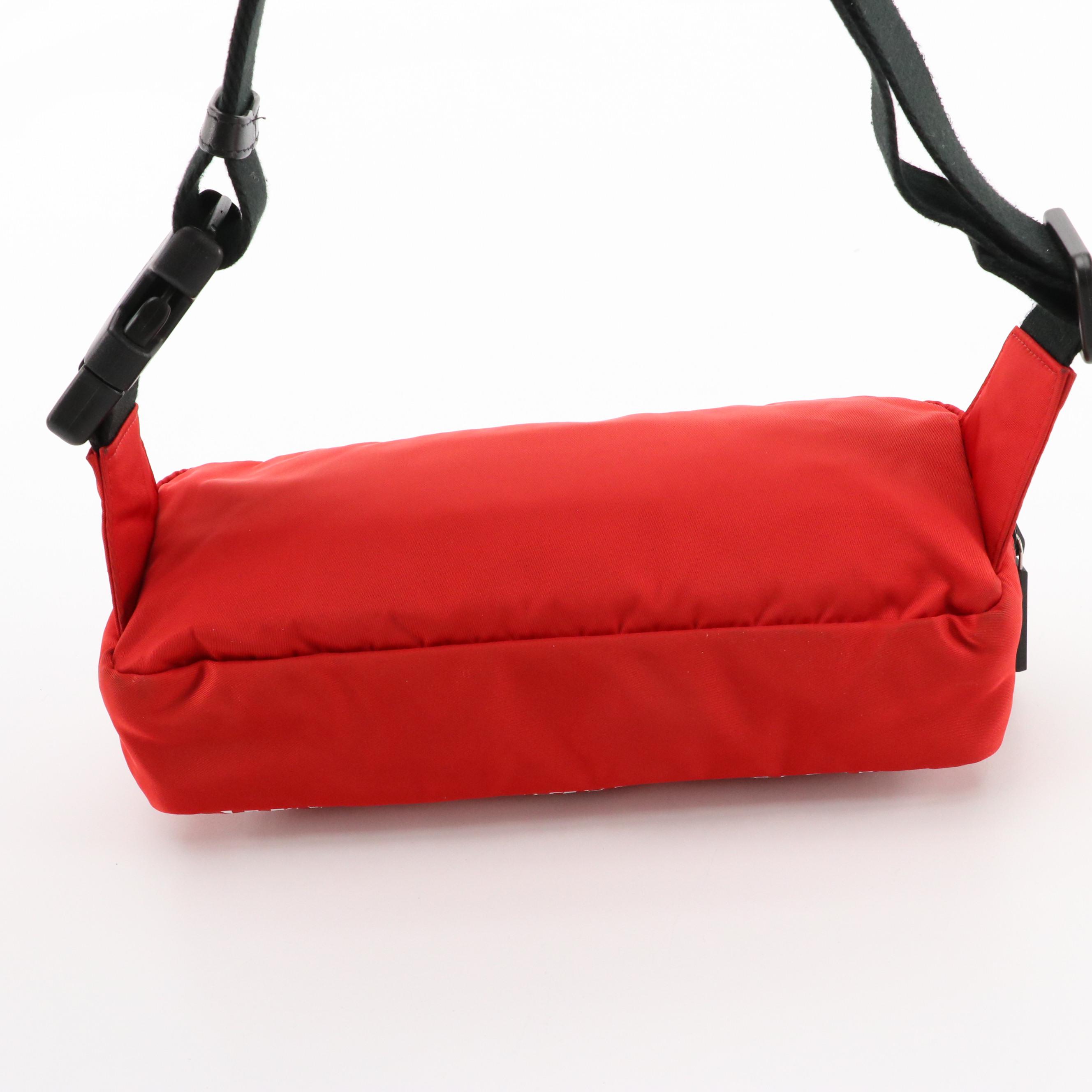 Versace Marsupio Belt Bag in White "Versace" and Red Nylon, With Tag