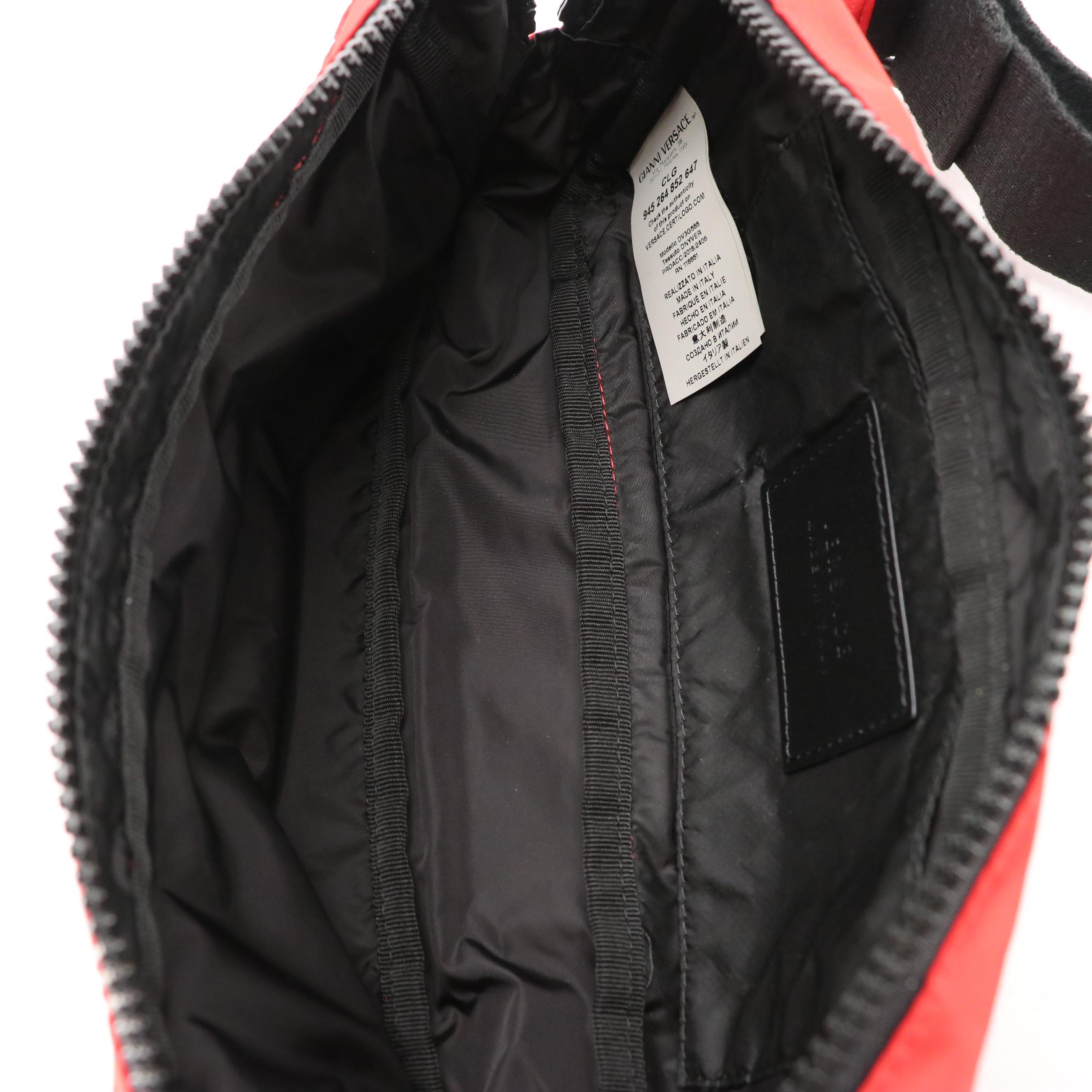 Versace Marsupio Belt Bag in White "Versace" and Red Nylon, With Tag