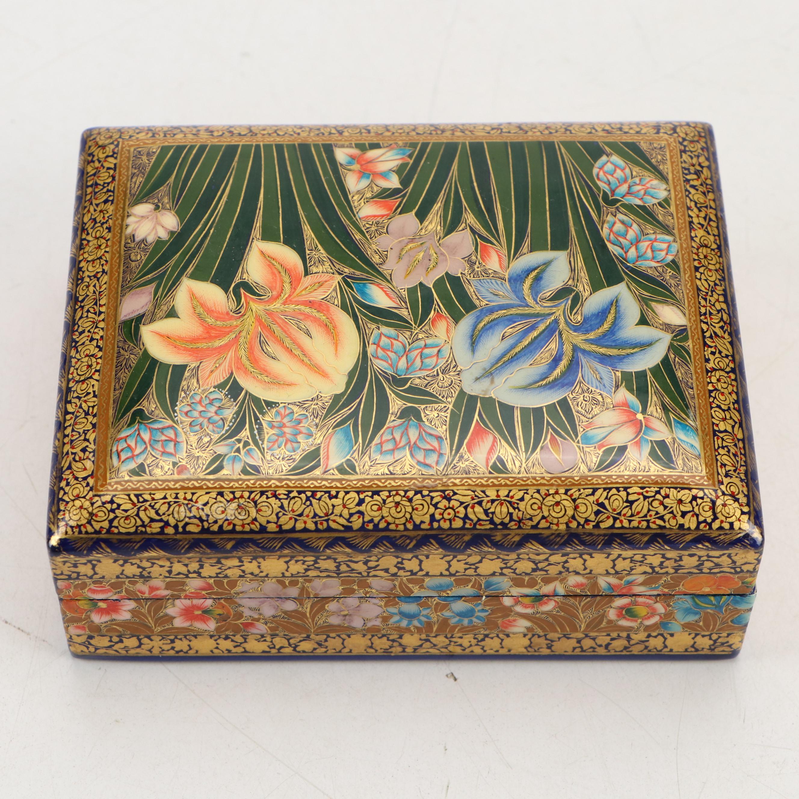 Soviet and Indian Hand-Painted Lacquerware Boxes