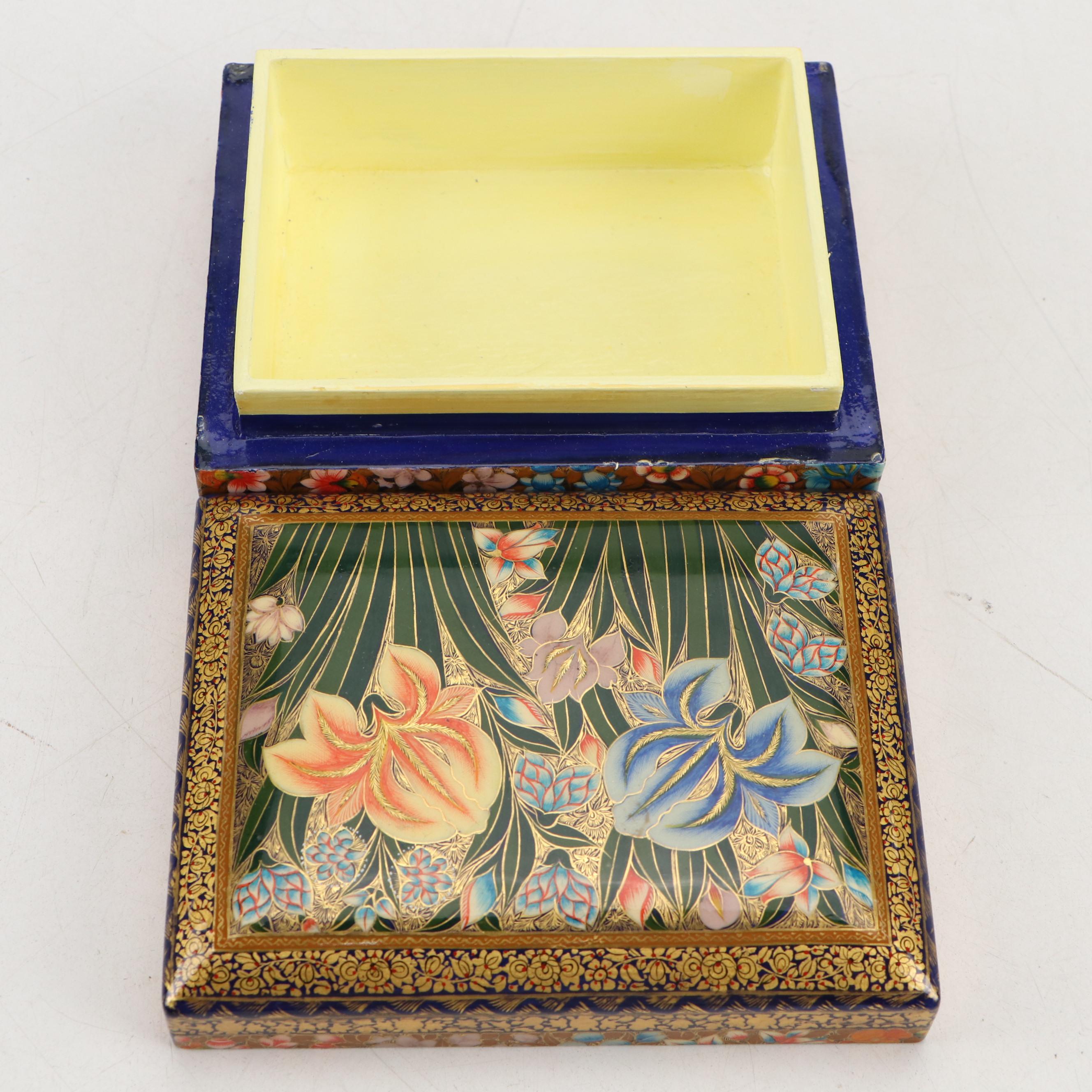 Soviet and Indian Hand-Painted Lacquerware Boxes