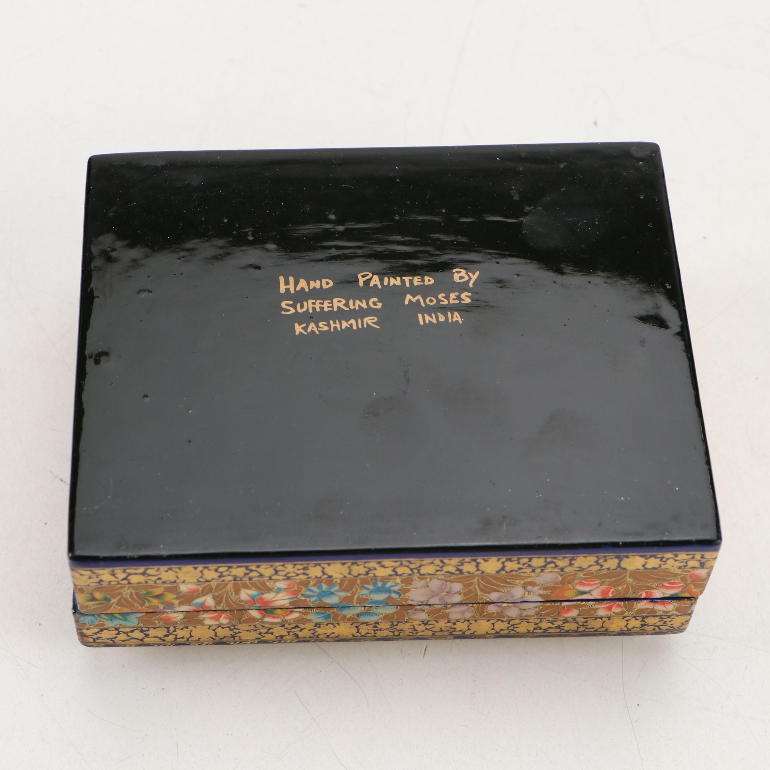 Soviet and Indian Hand-Painted Lacquerware Boxes