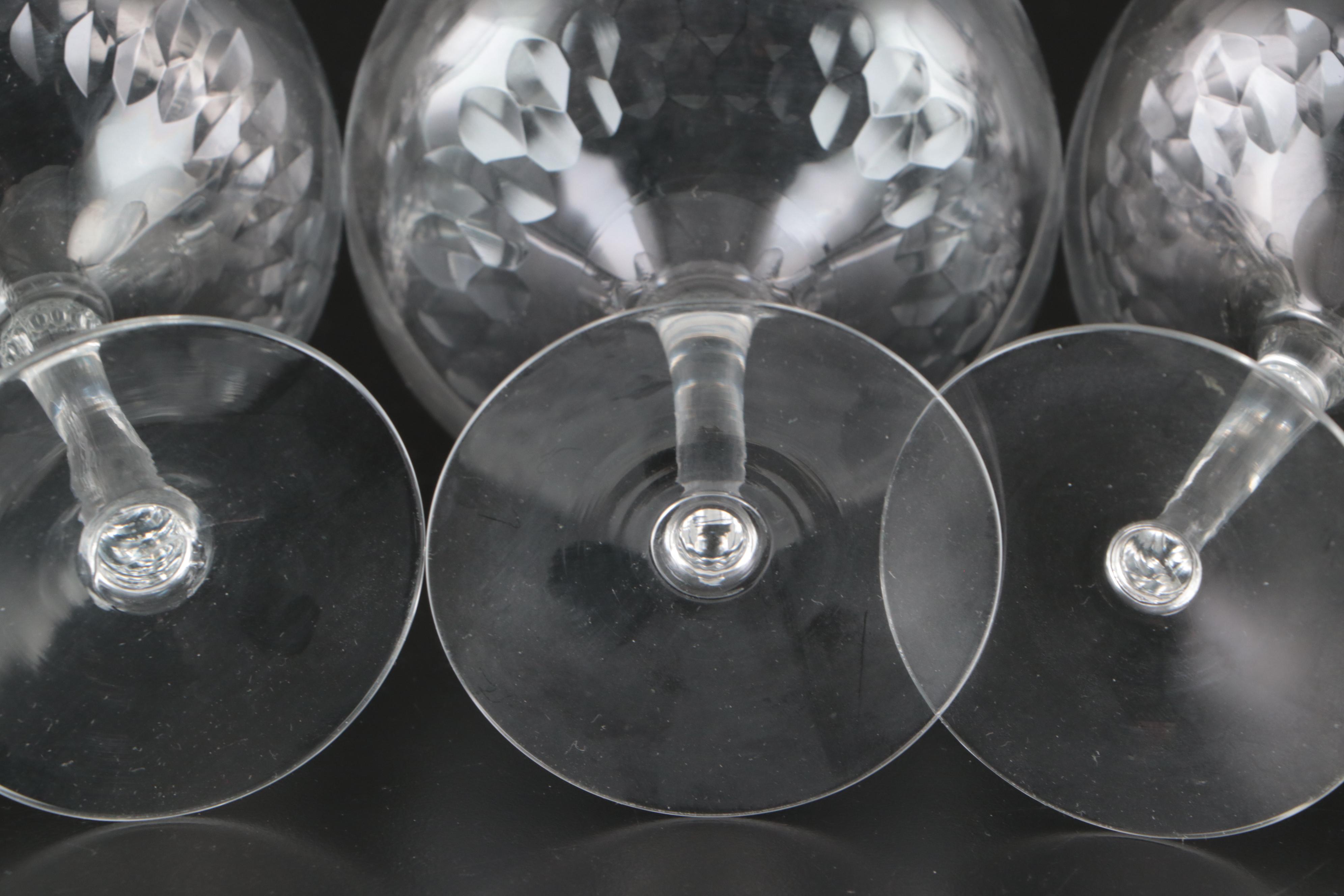 Orrefors "Prelude" Champagne Coupes and Baroque Style Silver Plate Serving Tray