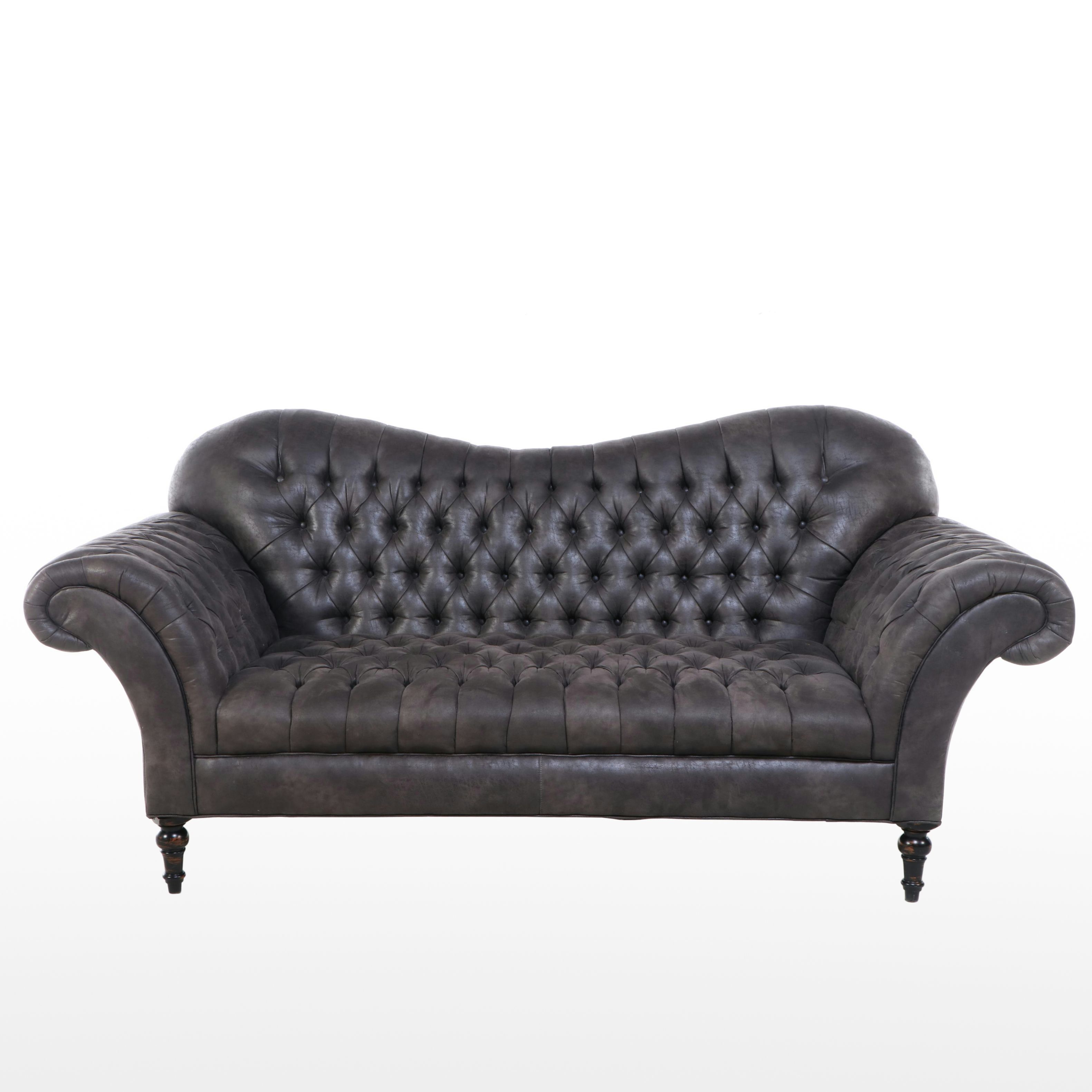 Arhaus Club Tufted Leather Sofa