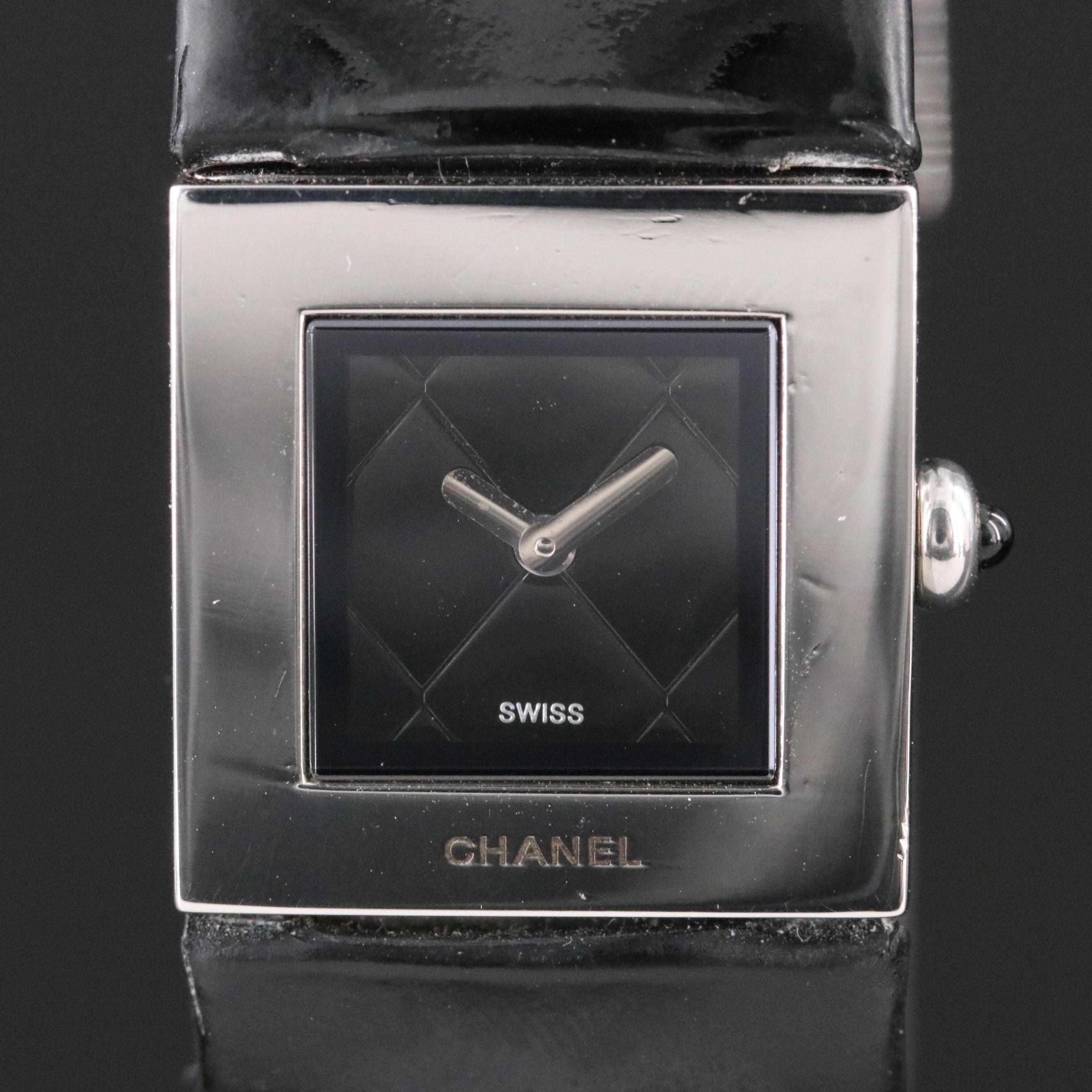 Chanel Matelasse Dial H011N 19mm Square Steel Quartz Watch