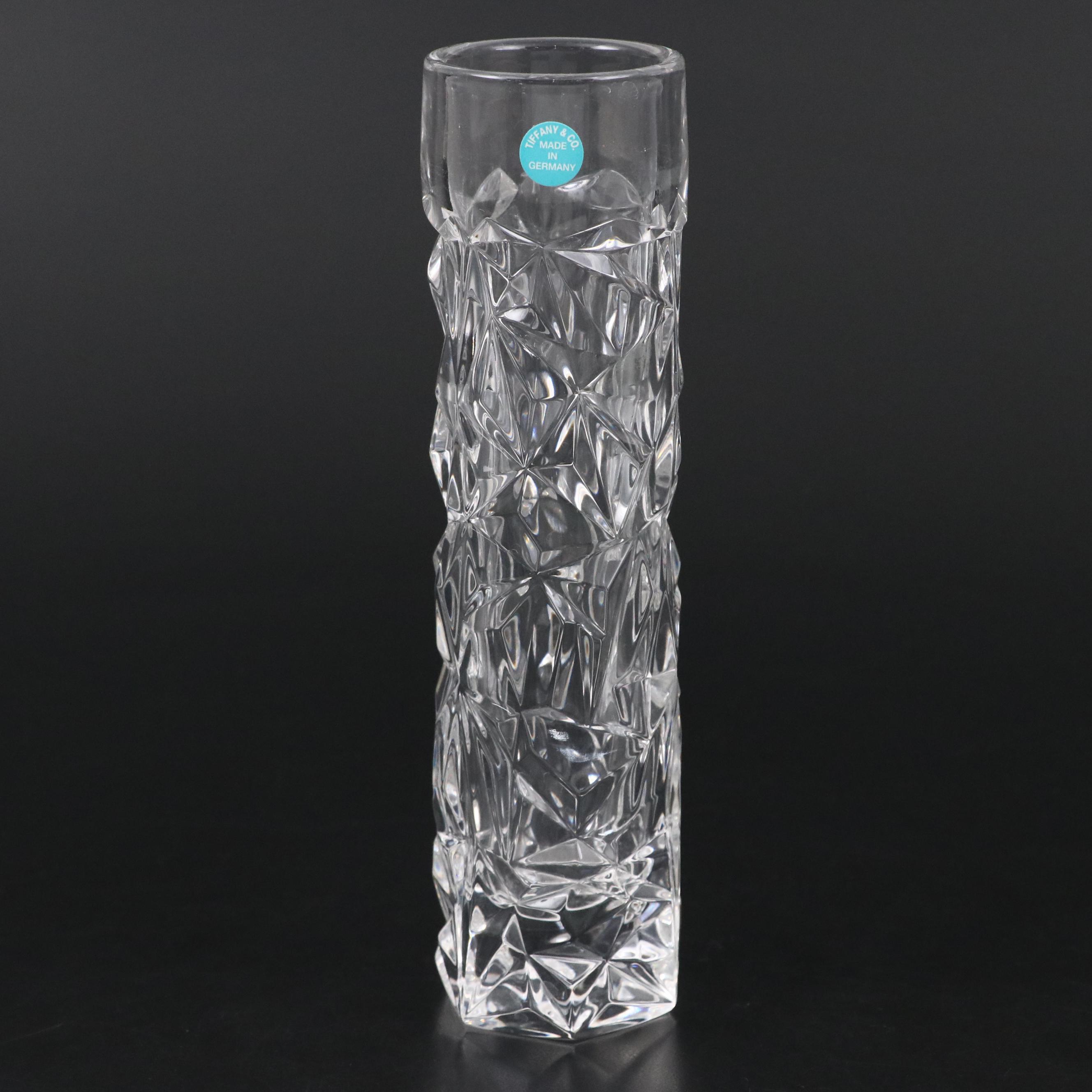 Tiffany & Co. "Rock Cut" Crystal Bud Vase