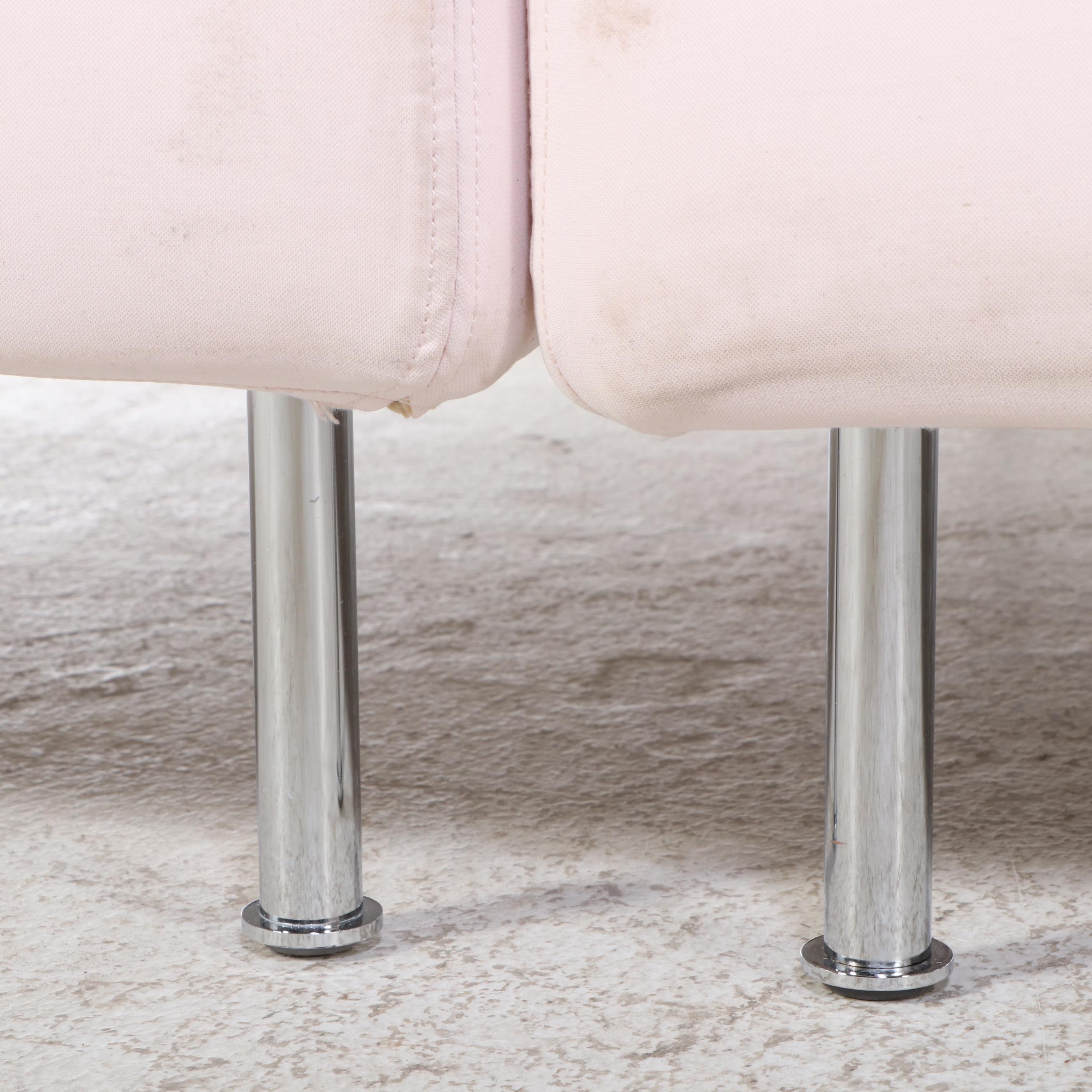 IKEA Modernist Style Blush Fabric Upholstered Three-Piece Sectional Sofa