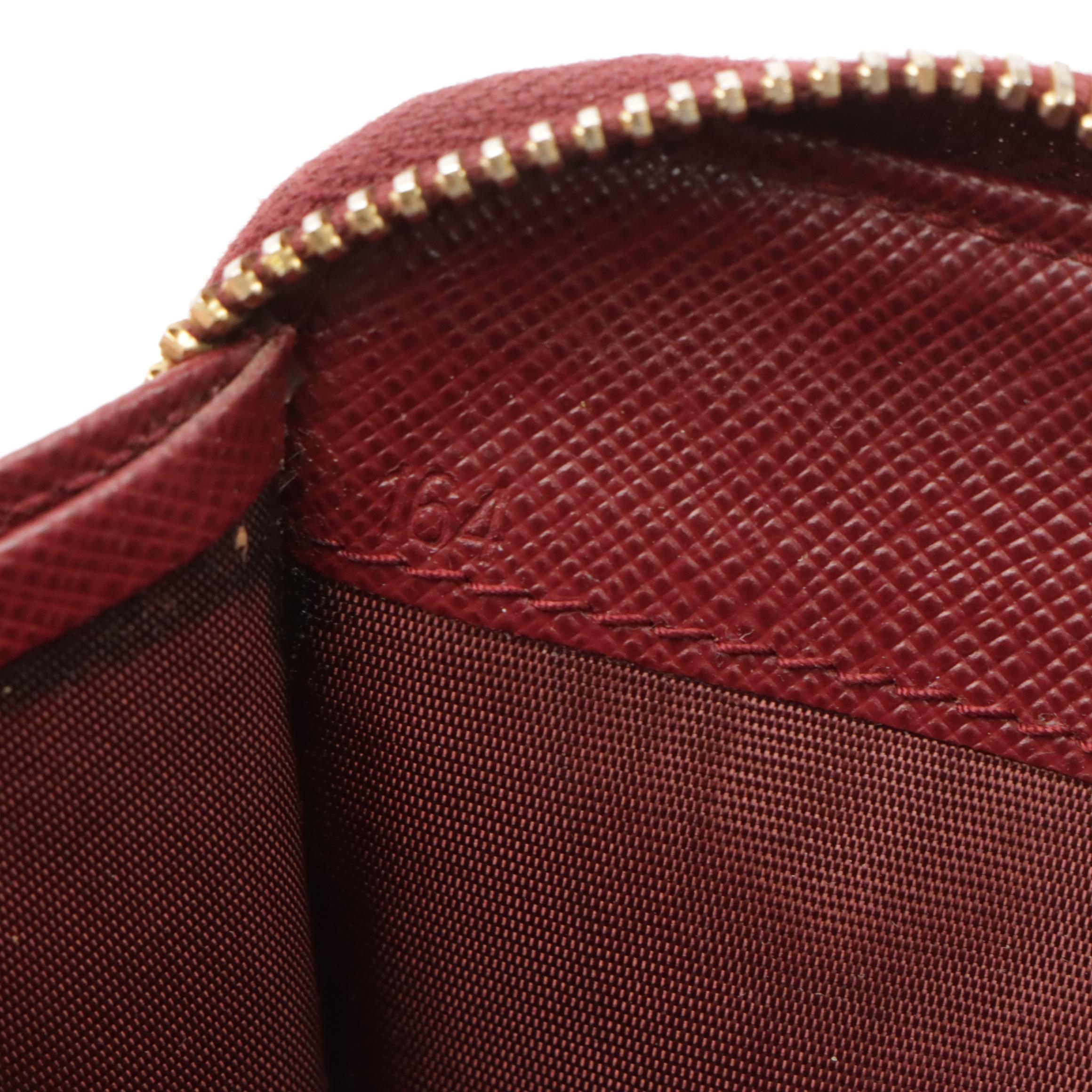 Prada Burgundy Saffiano Leather Zip-Around Wallet in Box