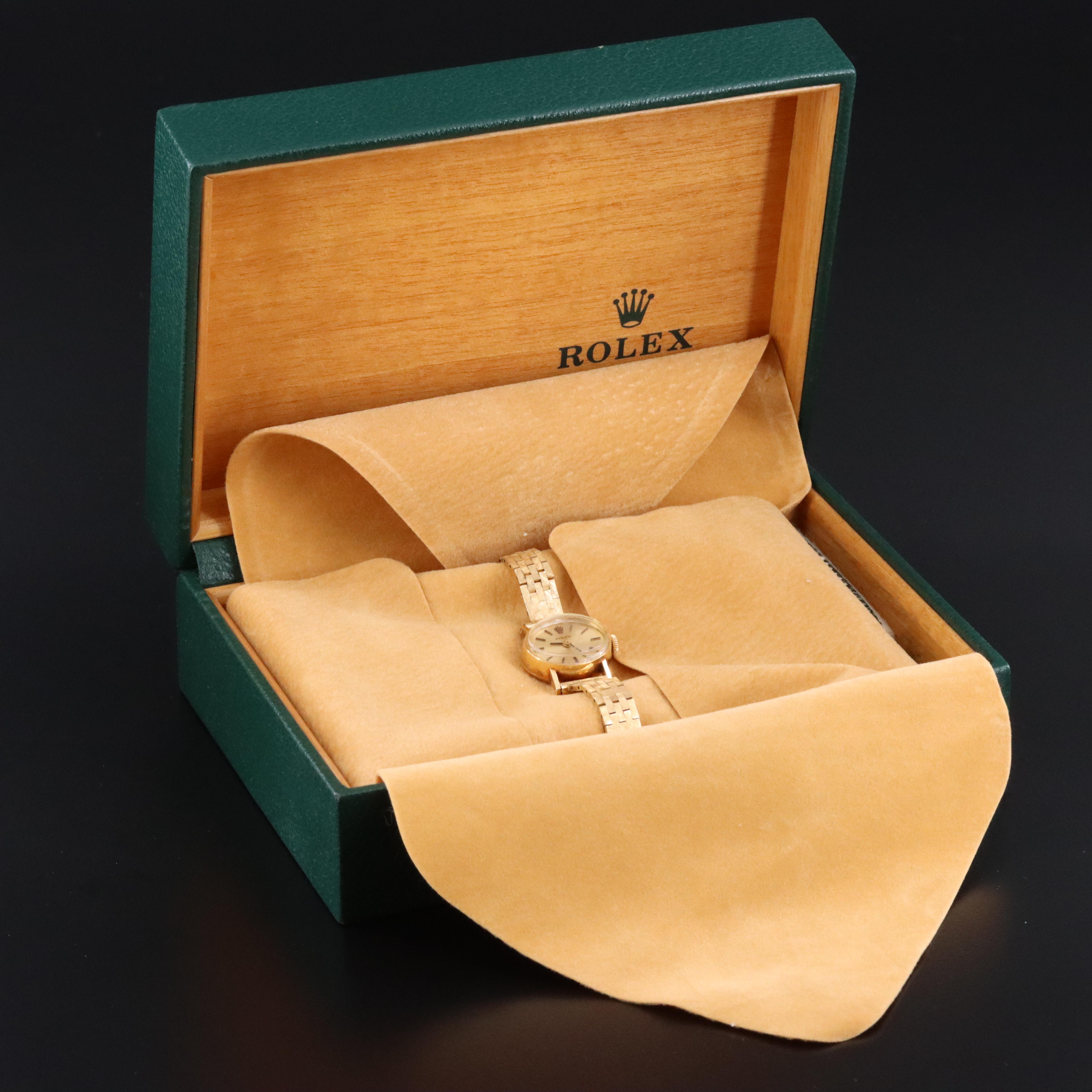 1969 18K Rolex Precision Custom 14K Band Wristwatch