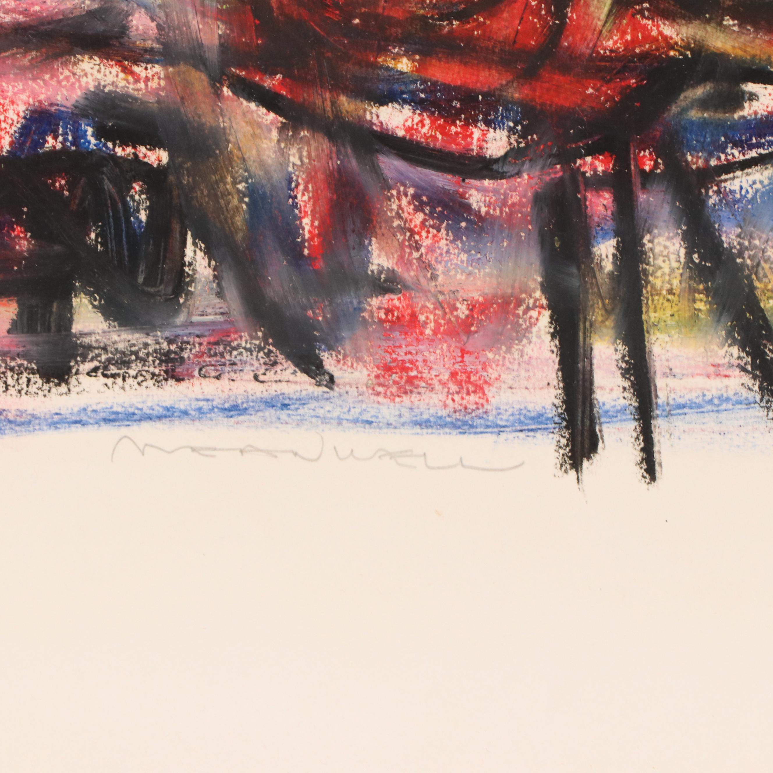 Jack Meanwell Modern Figural Oil Pastel Drawing, Late 20th Century