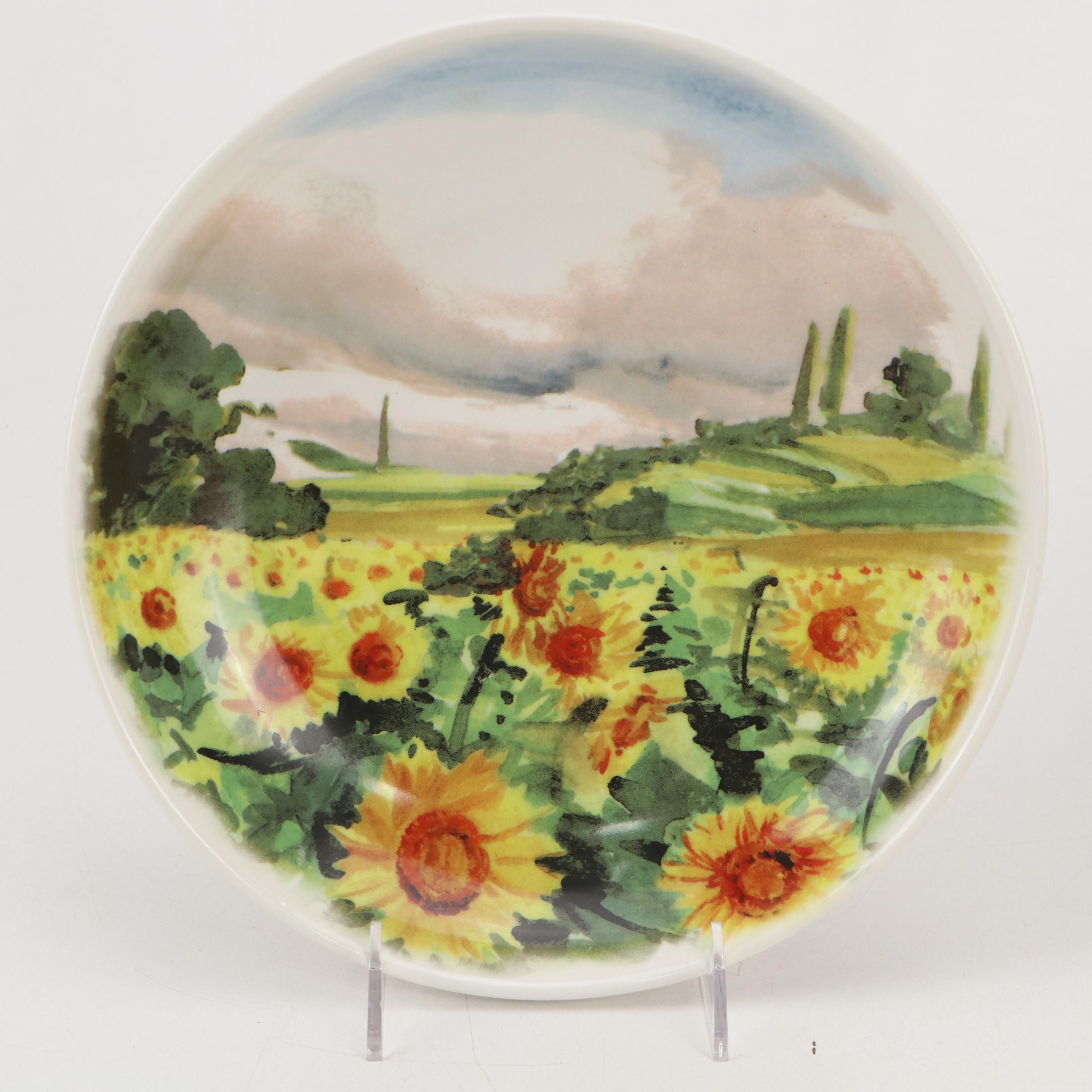 Sur La Table Ceramic Tuscan Landscape Oval Platter and Serving Pieces