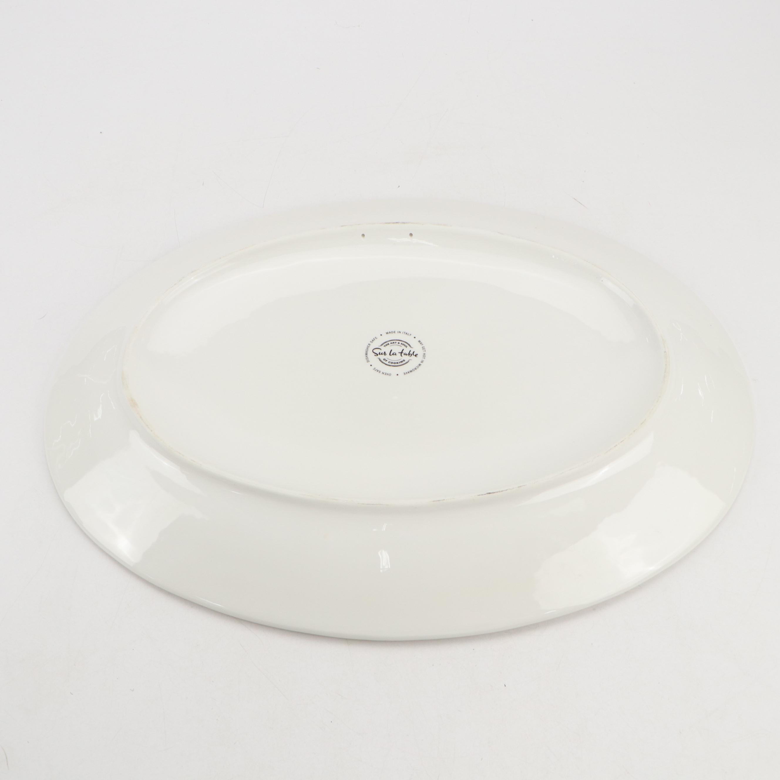 Sur La Table Ceramic Tuscan Landscape Oval Platter and Serving Pieces