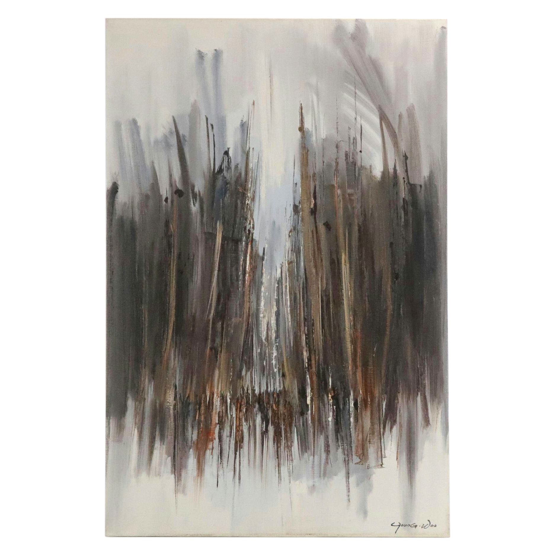 Young Woo Abstract Acrylic Painting, Circa 2000
