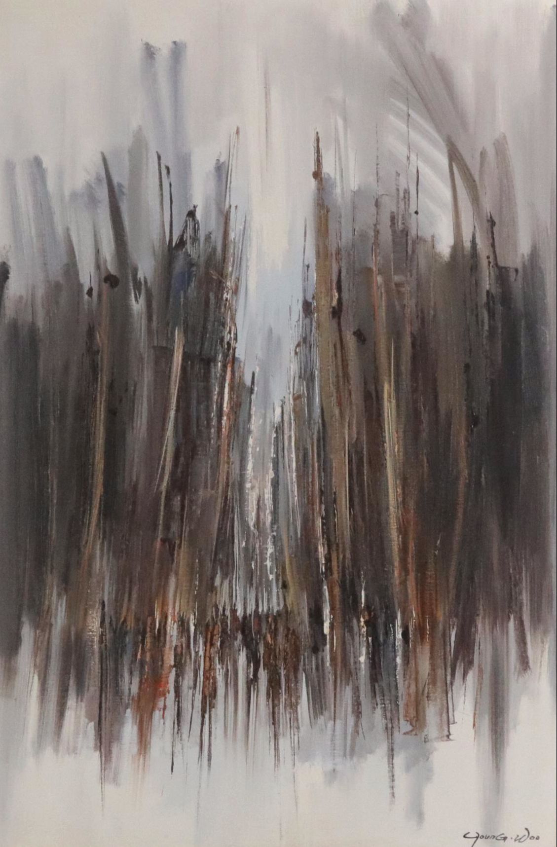 Young Woo Abstract Acrylic Painting, Circa 2000