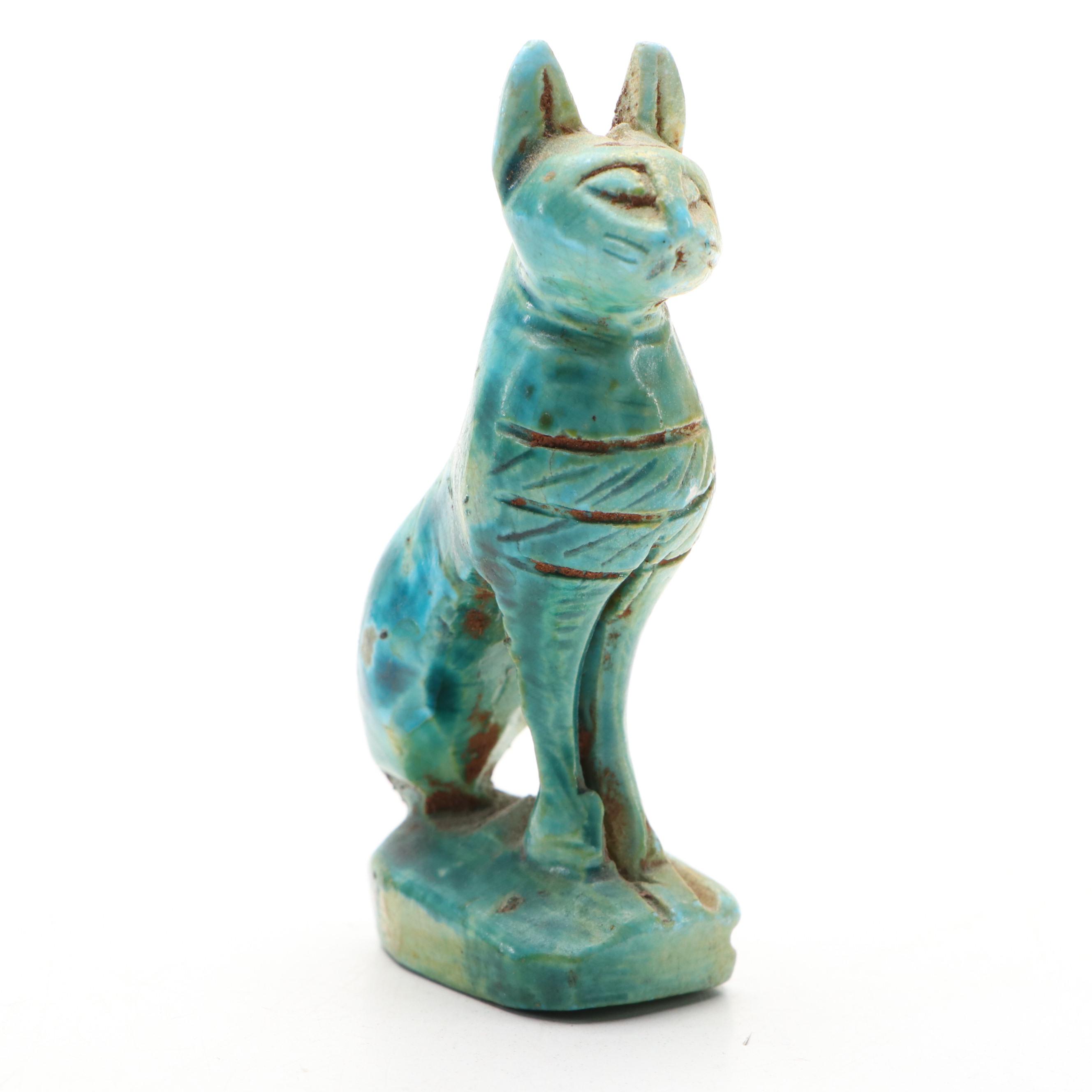 Egyptian Faïence Cat Figurine