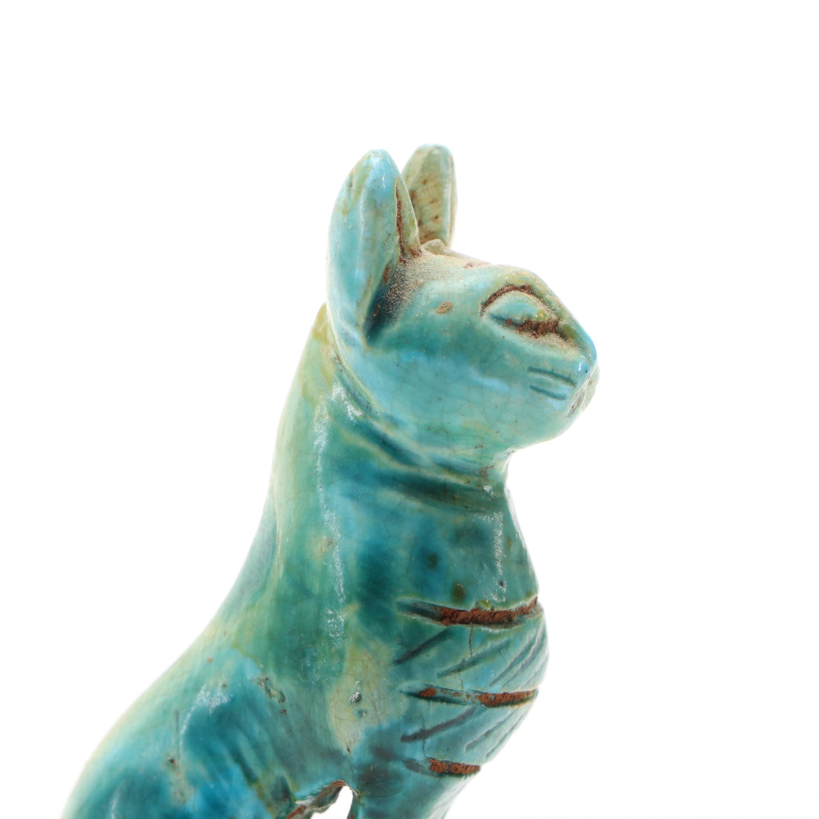 Egyptian Faïence Cat Figurine