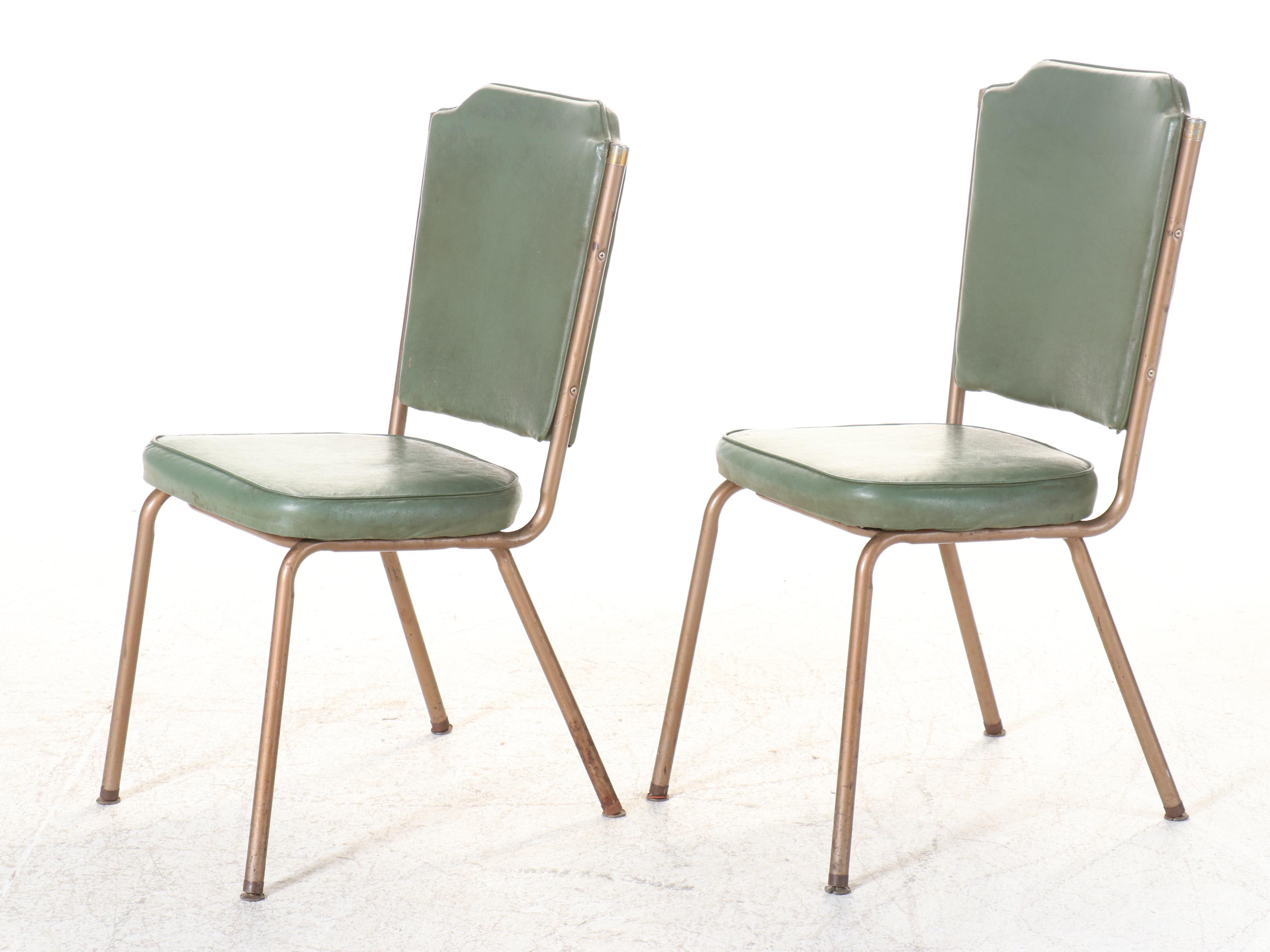 Pair of Queen City Dinettes "Duchess Line" Steel and Vinyl Side Chairs