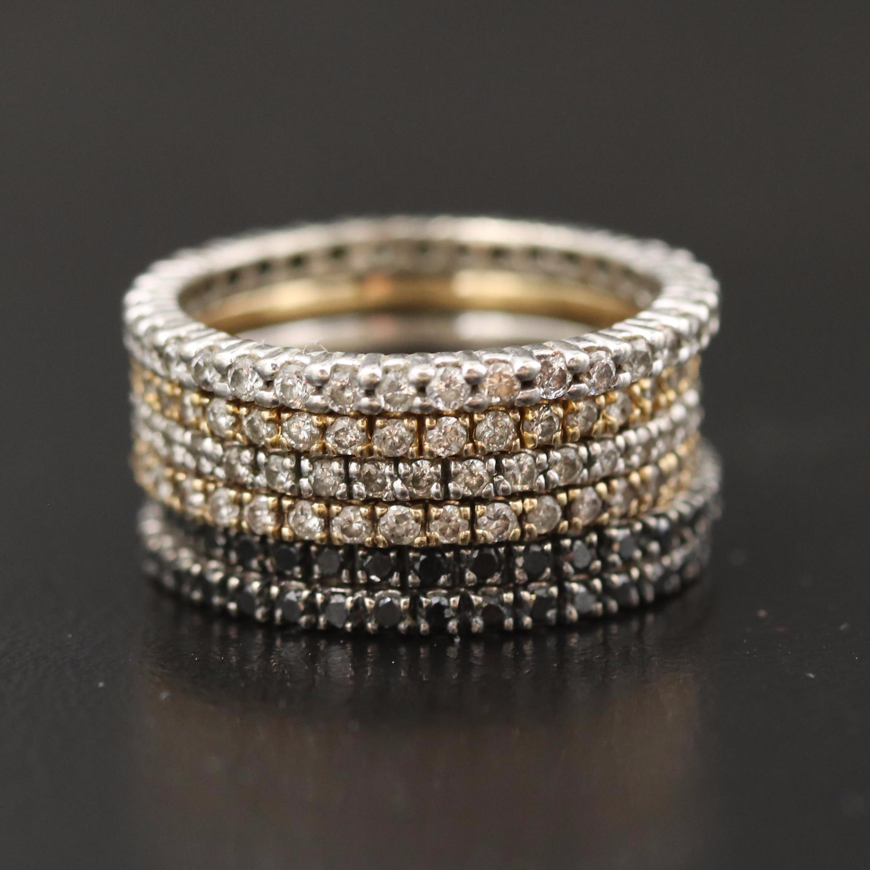 Collection of 14K 2.50 CTW Diamond Stacking Eternity Bands