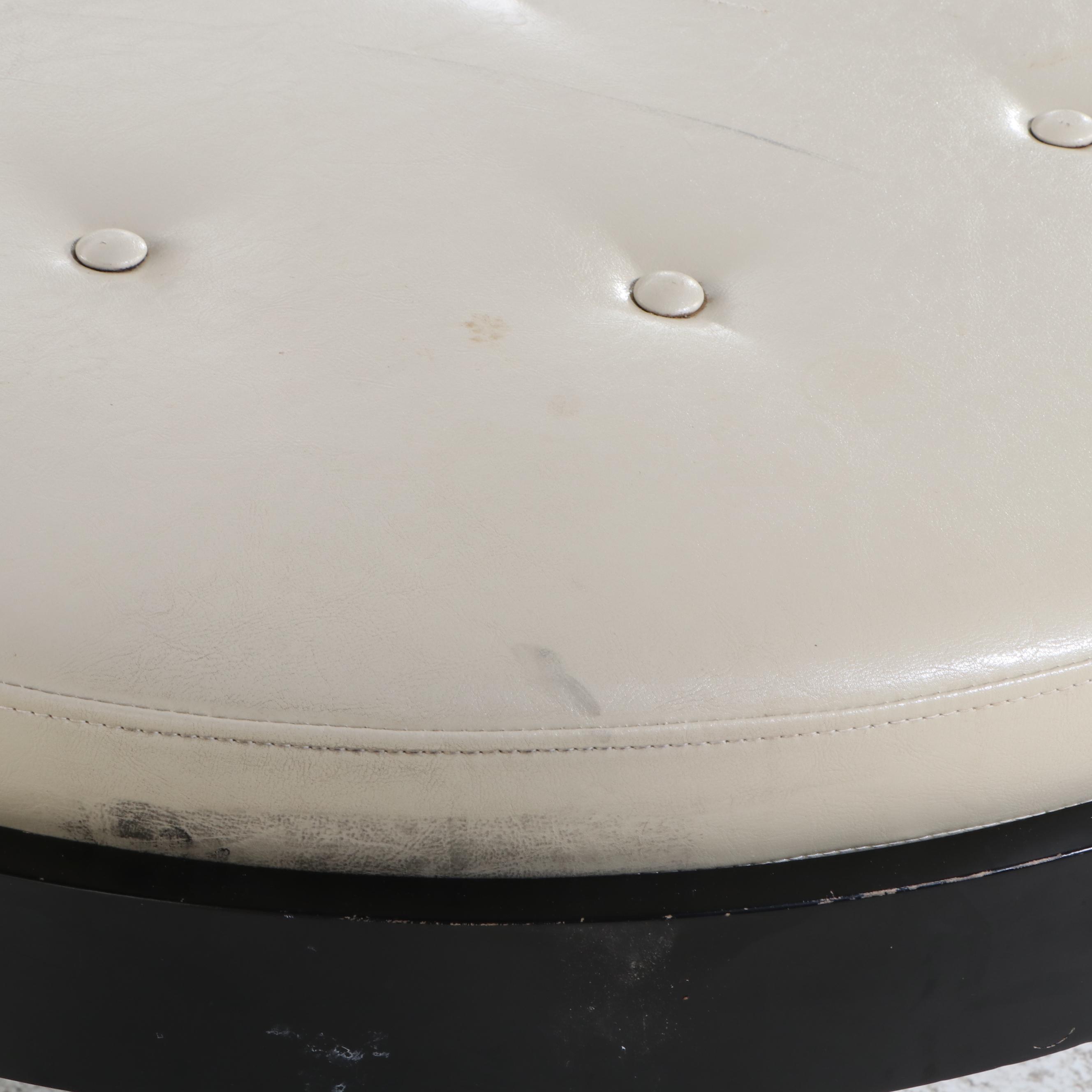 Contemporary Button-Tufted Faux Leather and Wood Coffee Table