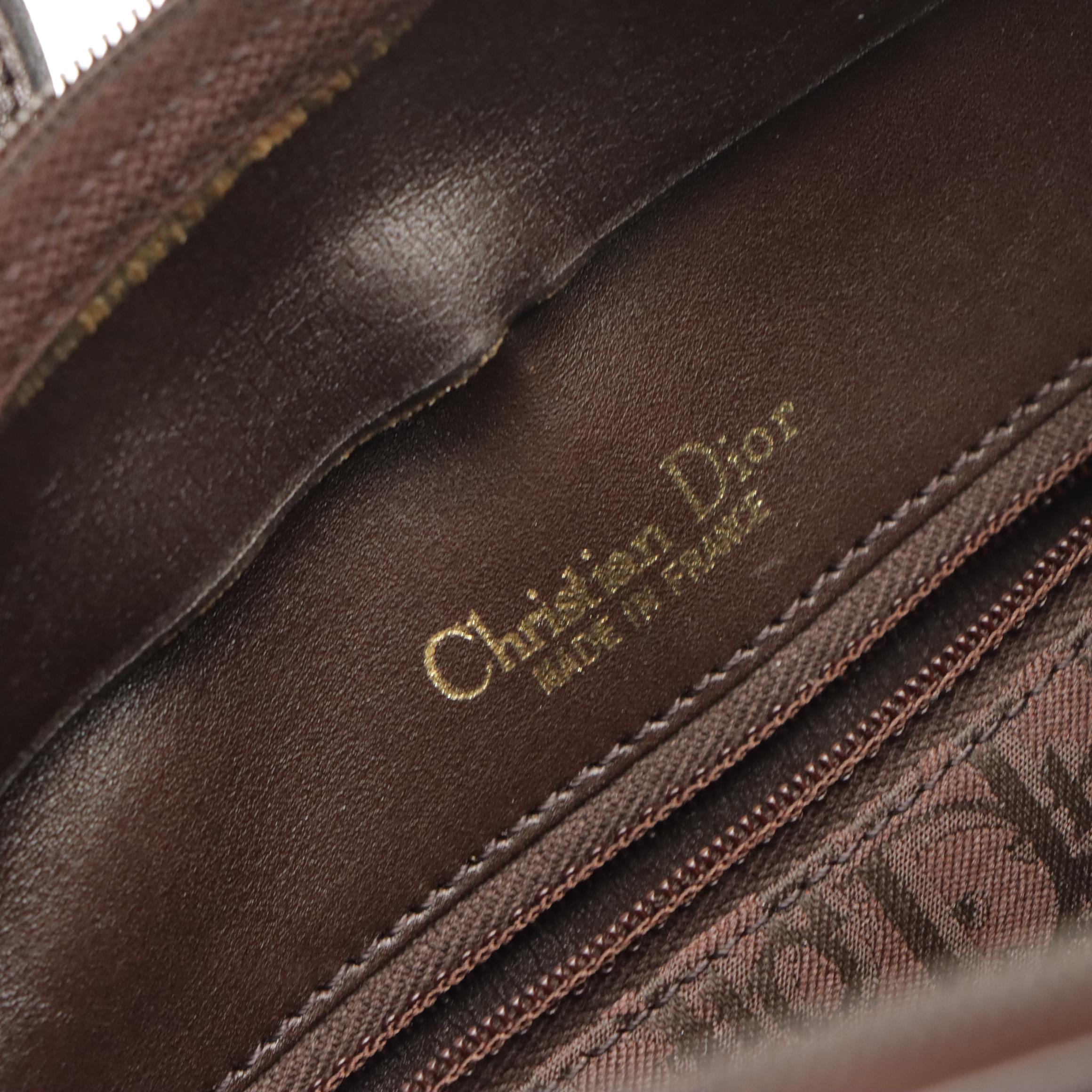 Christian Dior Bucket Style Shoulder Bag in Dark Brown Trotter Jacquard Canvas