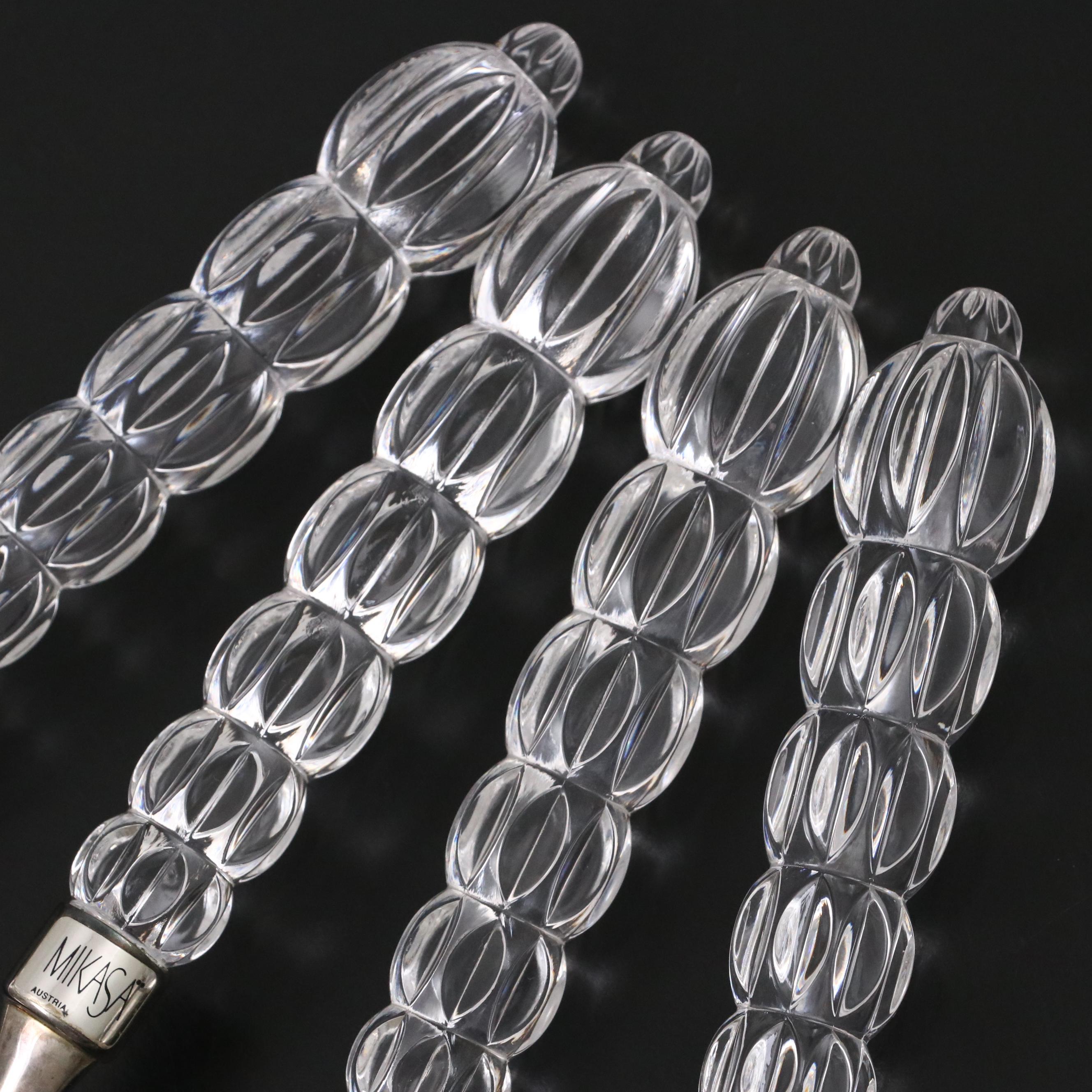 Mikasa Crystal Handled Silver Plate Serving Utensils