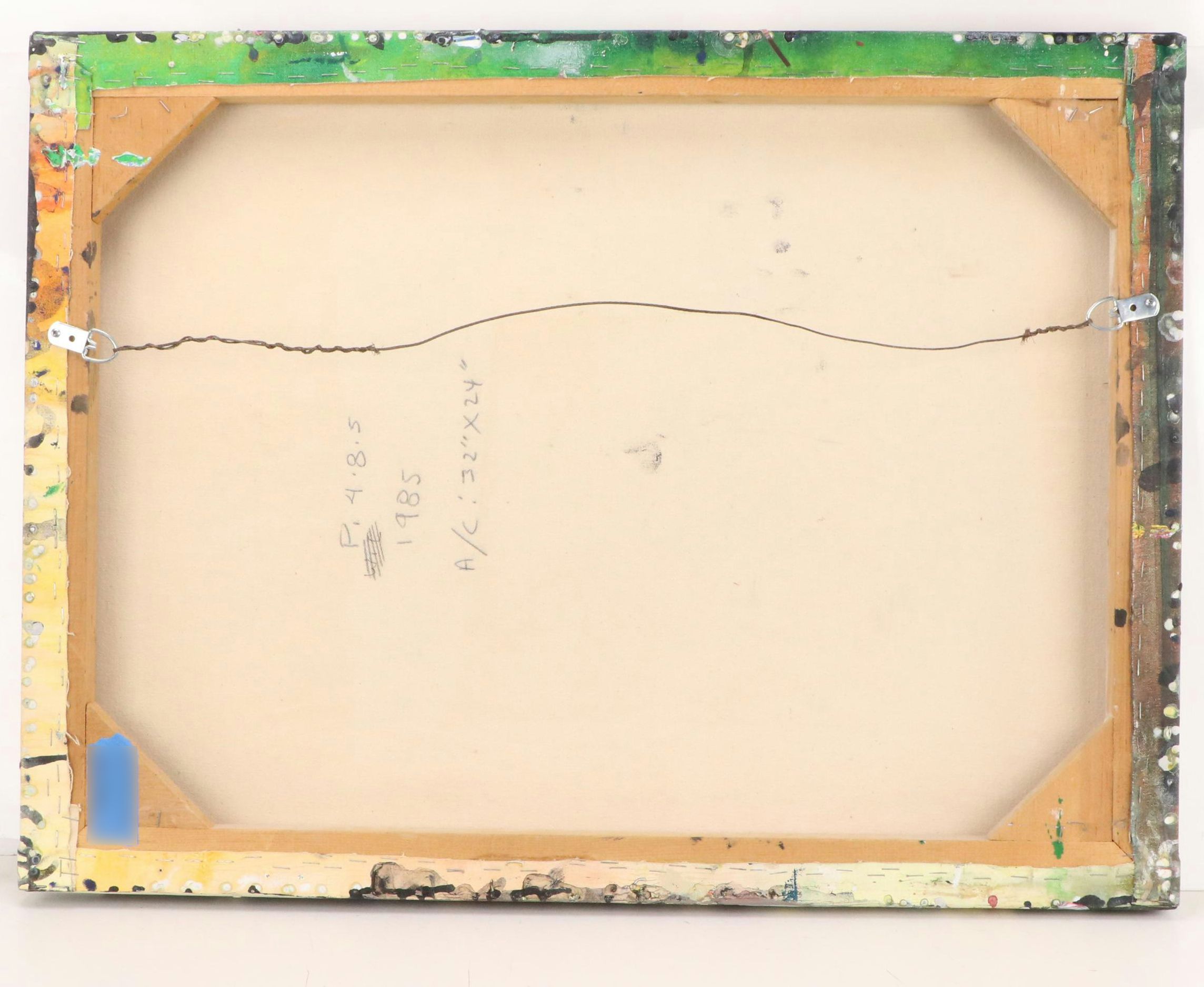 Abstract Modern Mixed Media Painting, 1985