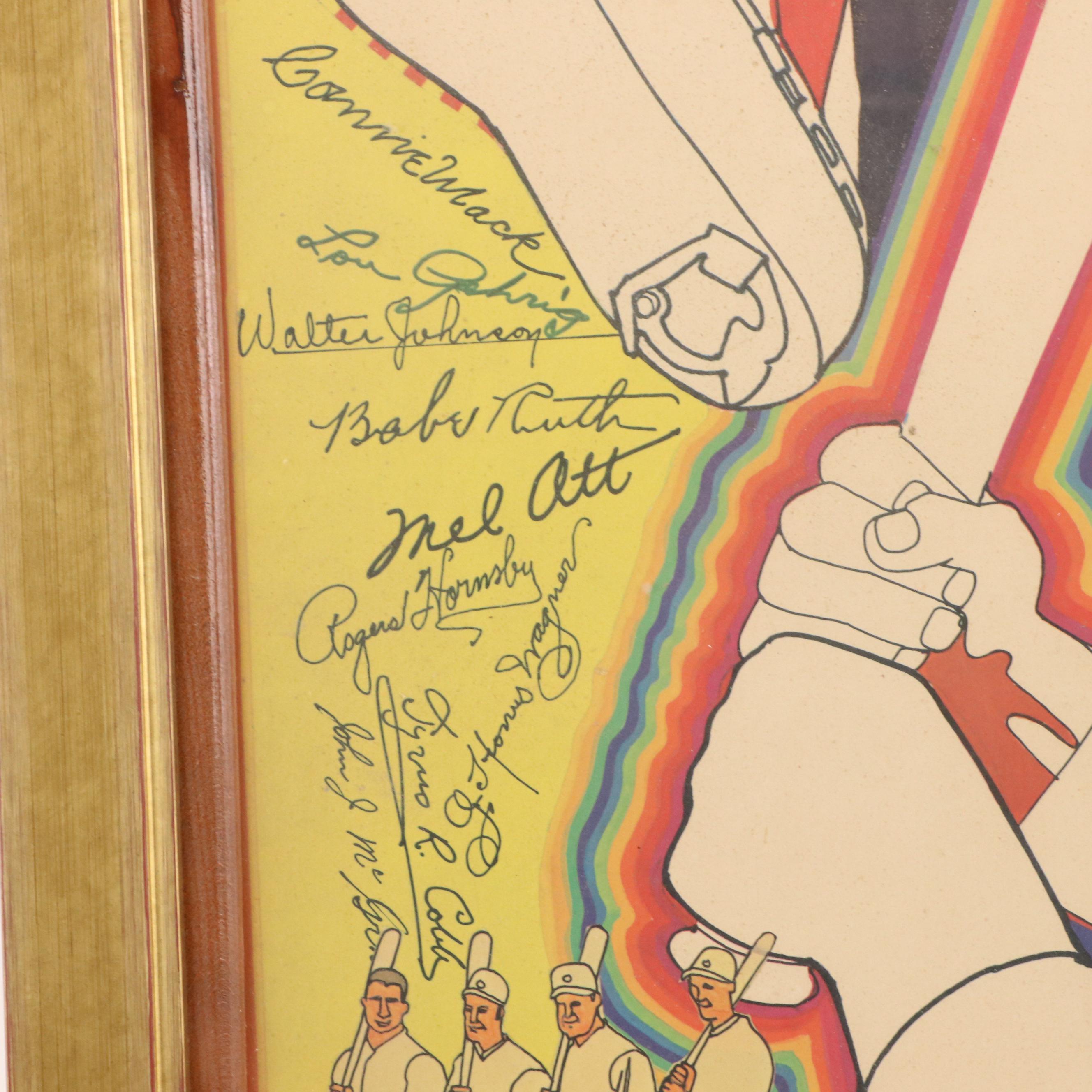 Psychedelic Offset Lithograph Poster "Baseball Centennial," 1969
