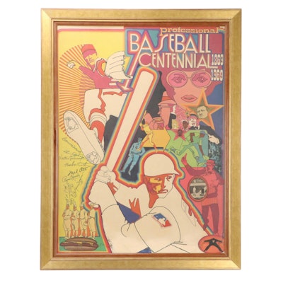 Psychedelic Offset Lithograph Poster "Baseball Centennial," 1969 Psychedelic Offset Lithograph Poster "Baseball Centennial," 1969